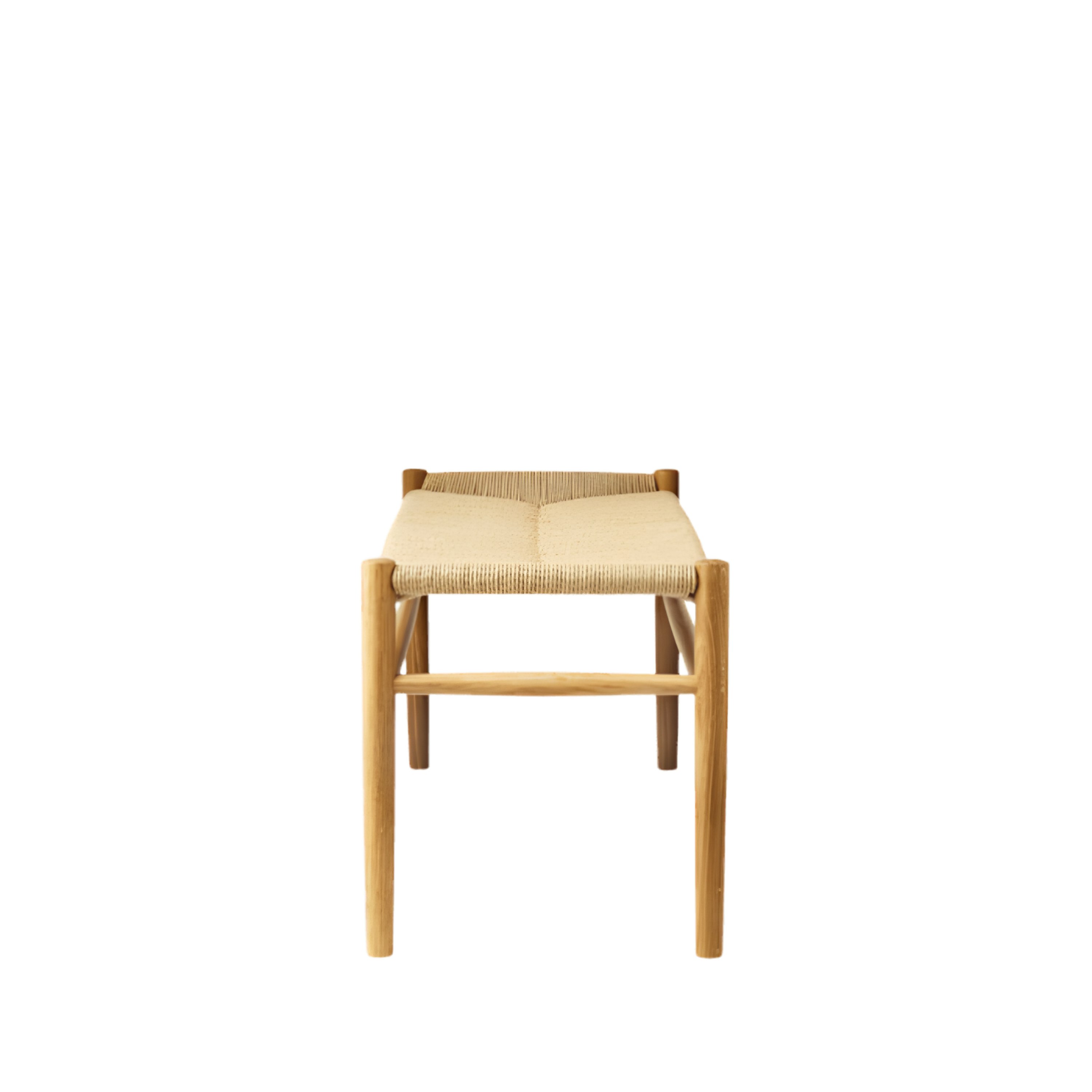 A J83B Bench in Oiled Oak viewed from the side.