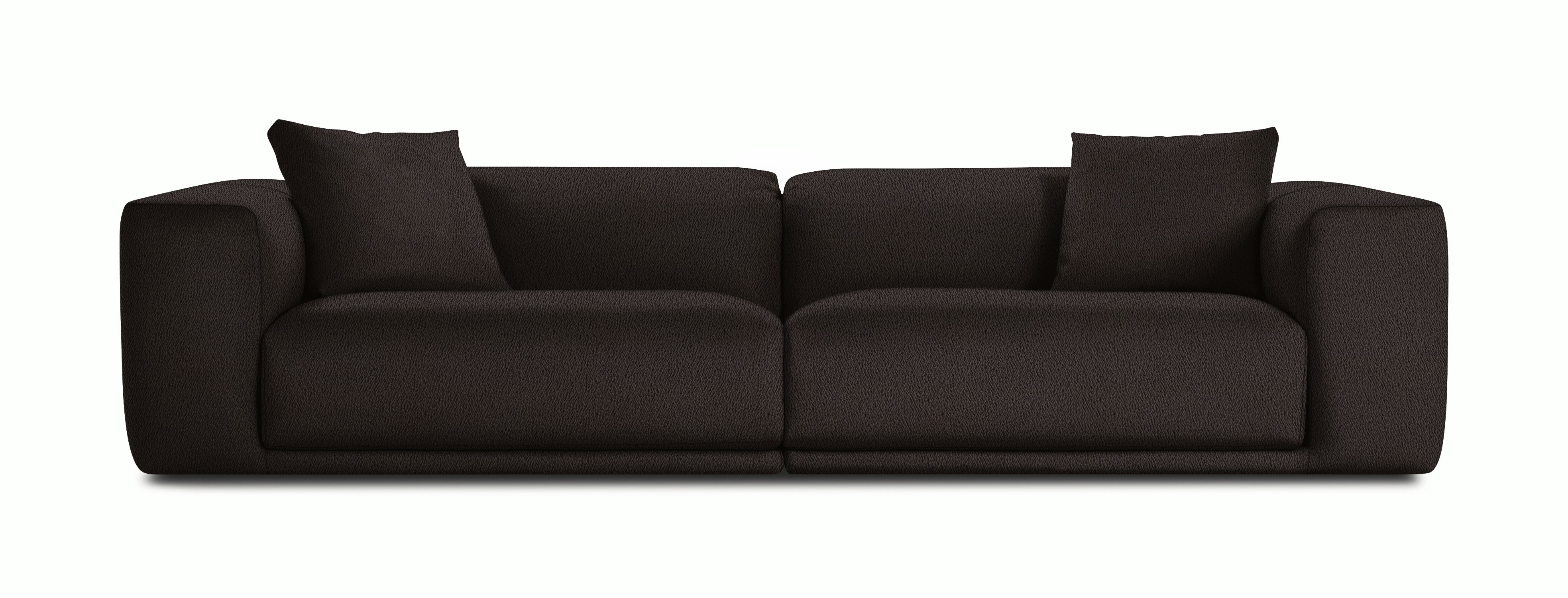 A Kelston Sofa in Dark Brown viewed from the front.