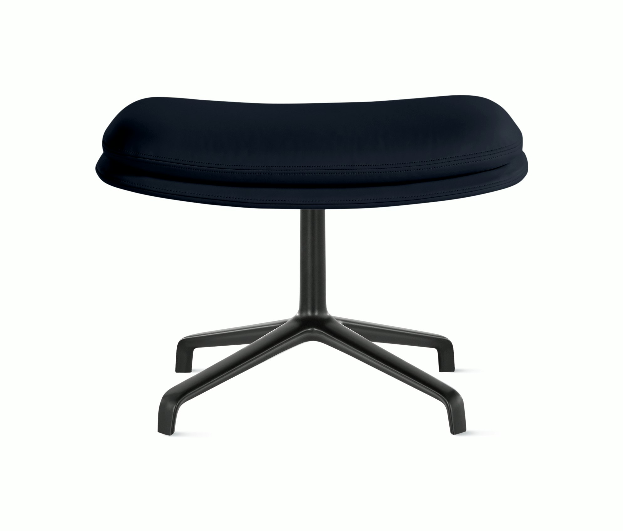 Striad Ottoman in 4-Star Base Black Prone Leather,  Sail