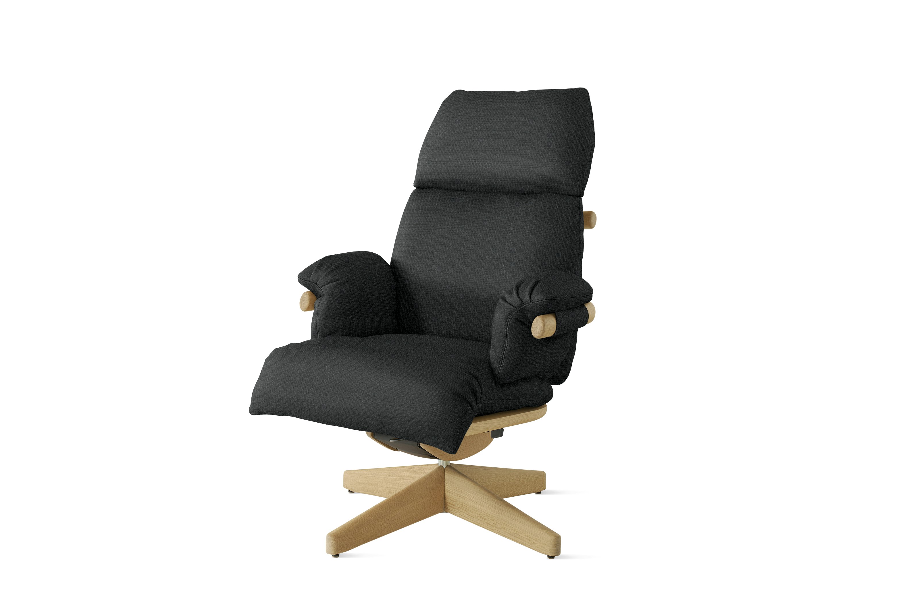 Ramus Lounge Chair - Pebble Weave,  Cinder,  Oak,  Satin Brass