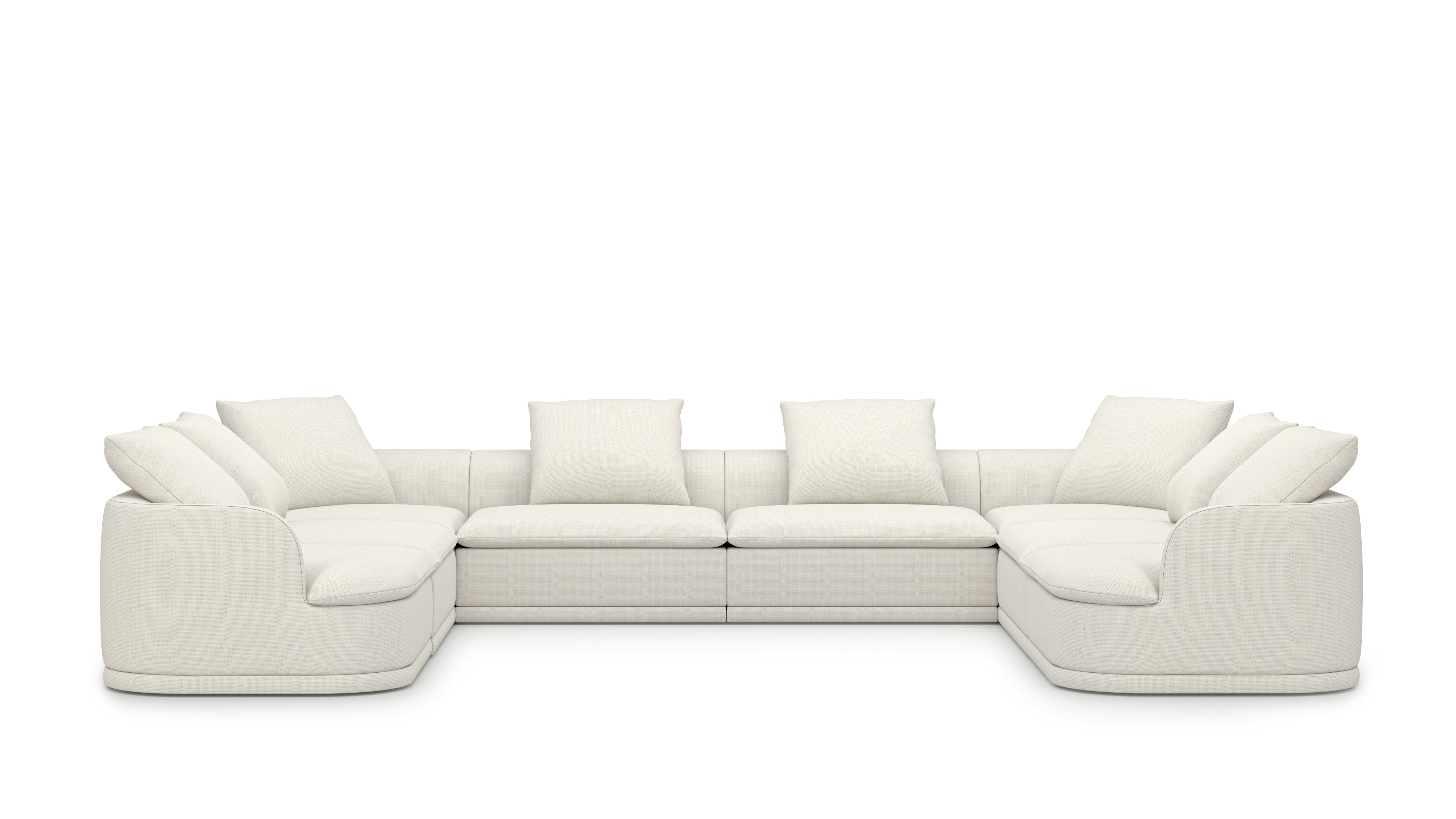 An Atlason Composed Modular Sofa U Shape Sectional in Pebble Weave: Ecru viewed from the front.