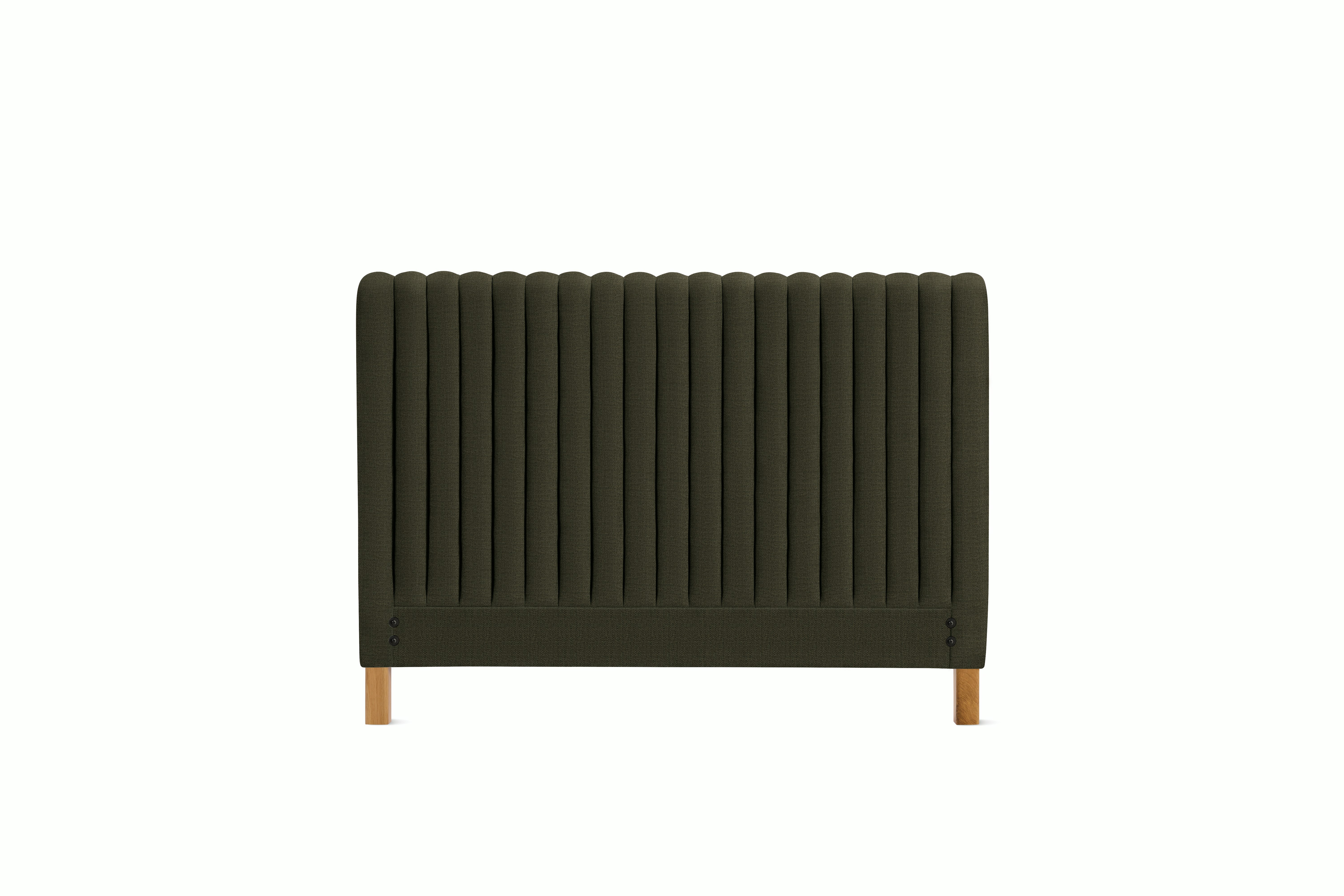 A Charlotte Headboard in Militare viewed from an angle.