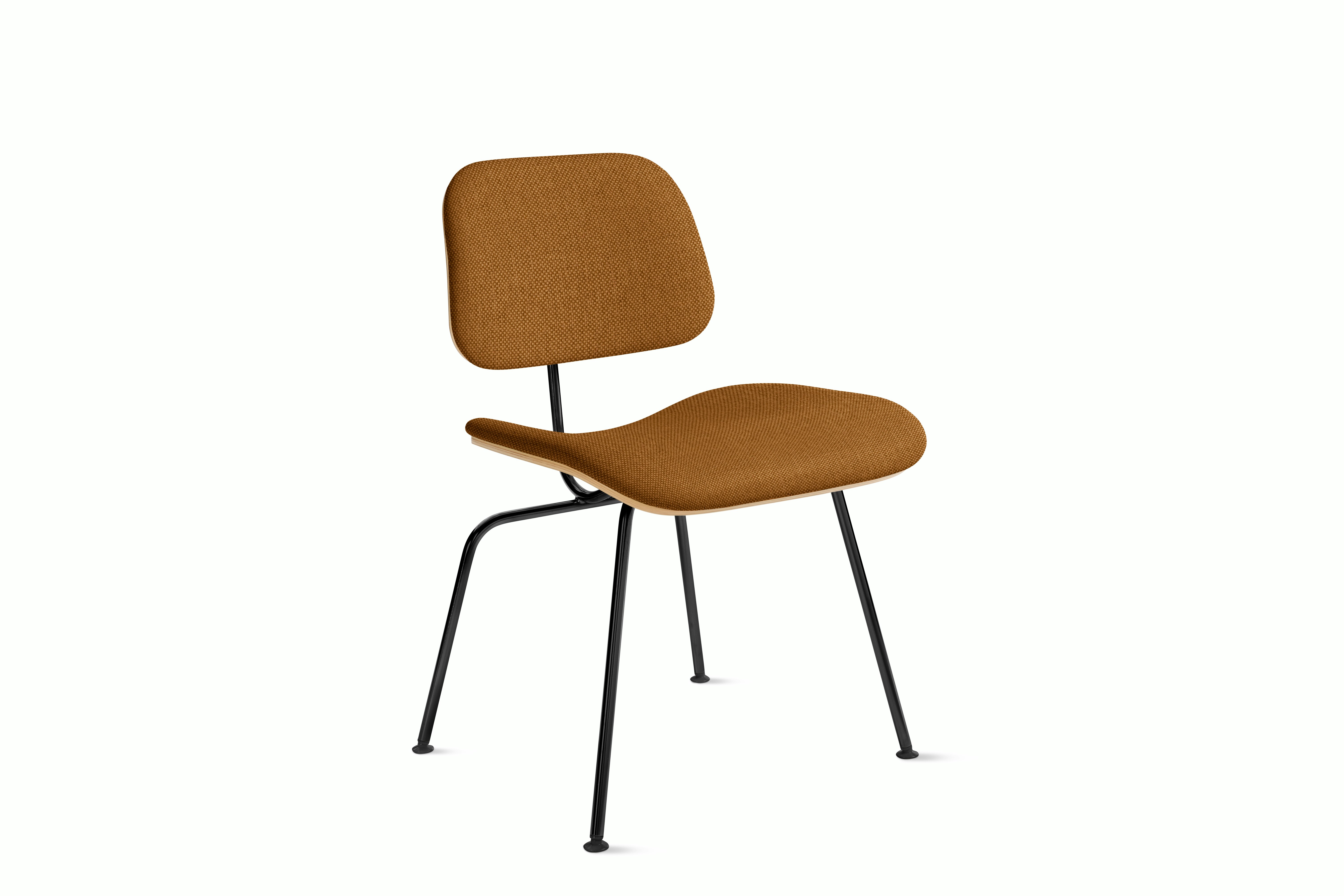 Eames Molded Plywood DCM - Upholstered,  Walnut,  Mode - Nutmeg,  Black
