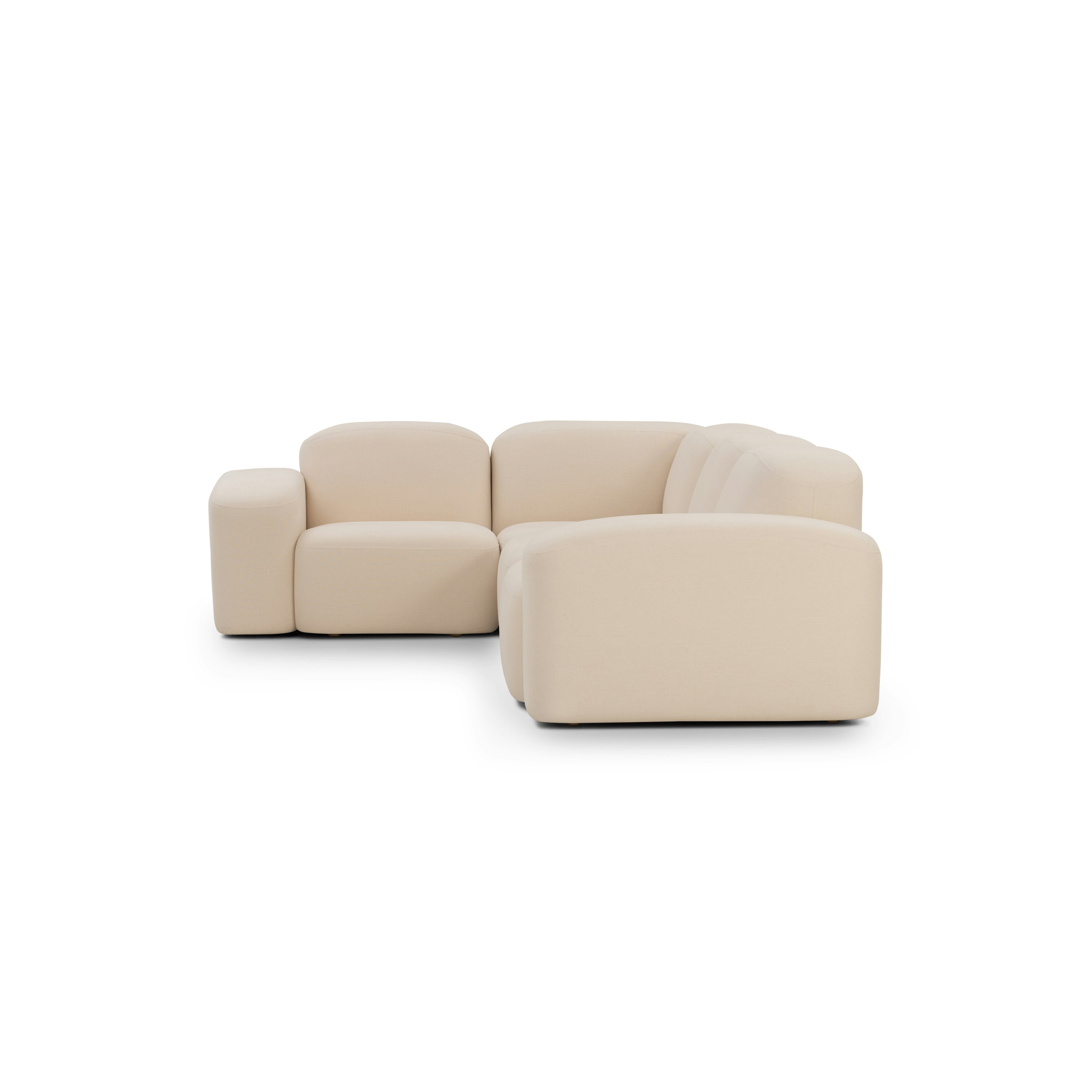 A Muse Corner Sectional in Bridgehampton: Oat viewed from the side.