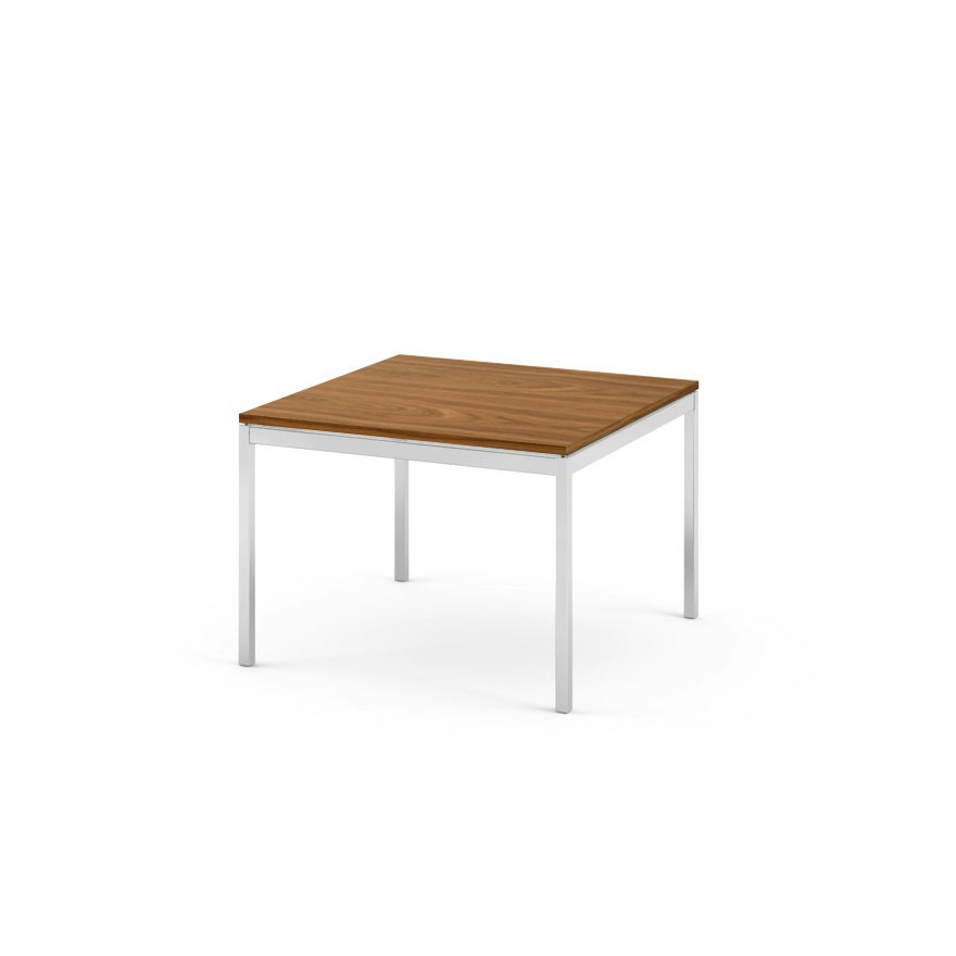 Florence Knoll Square Coffee Table - Standard, 23 x 23, Light Walnut, Polished Chrome