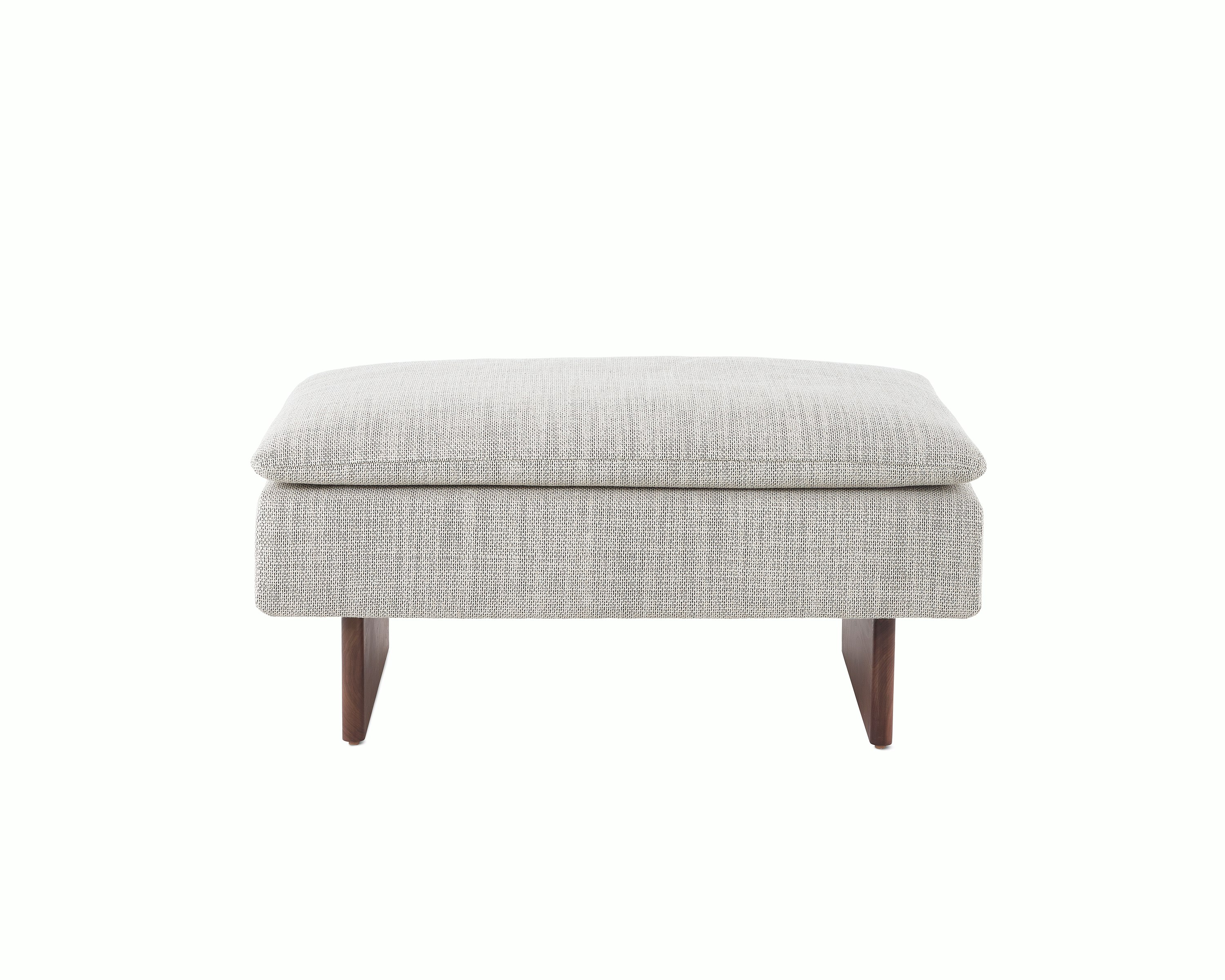 Mantle Ottoman in Capri Stone with Walnut Wood Base.