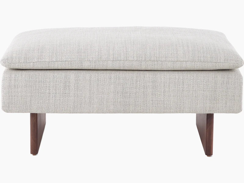 Mantle Ottoman in Capri Stone with Walnut Wood Base.