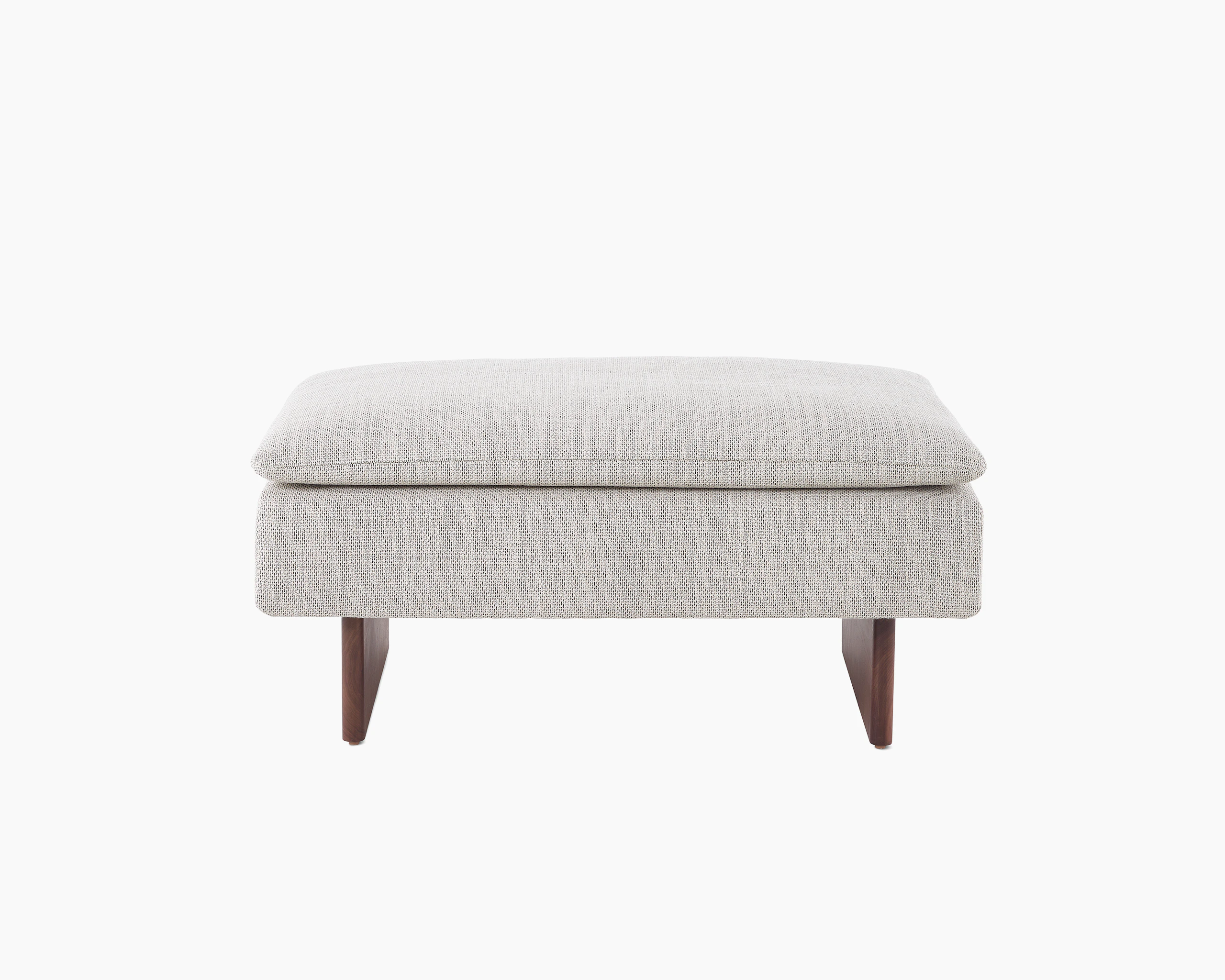 Mantle Ottoman in Capri Stone with Walnut Wood Base.