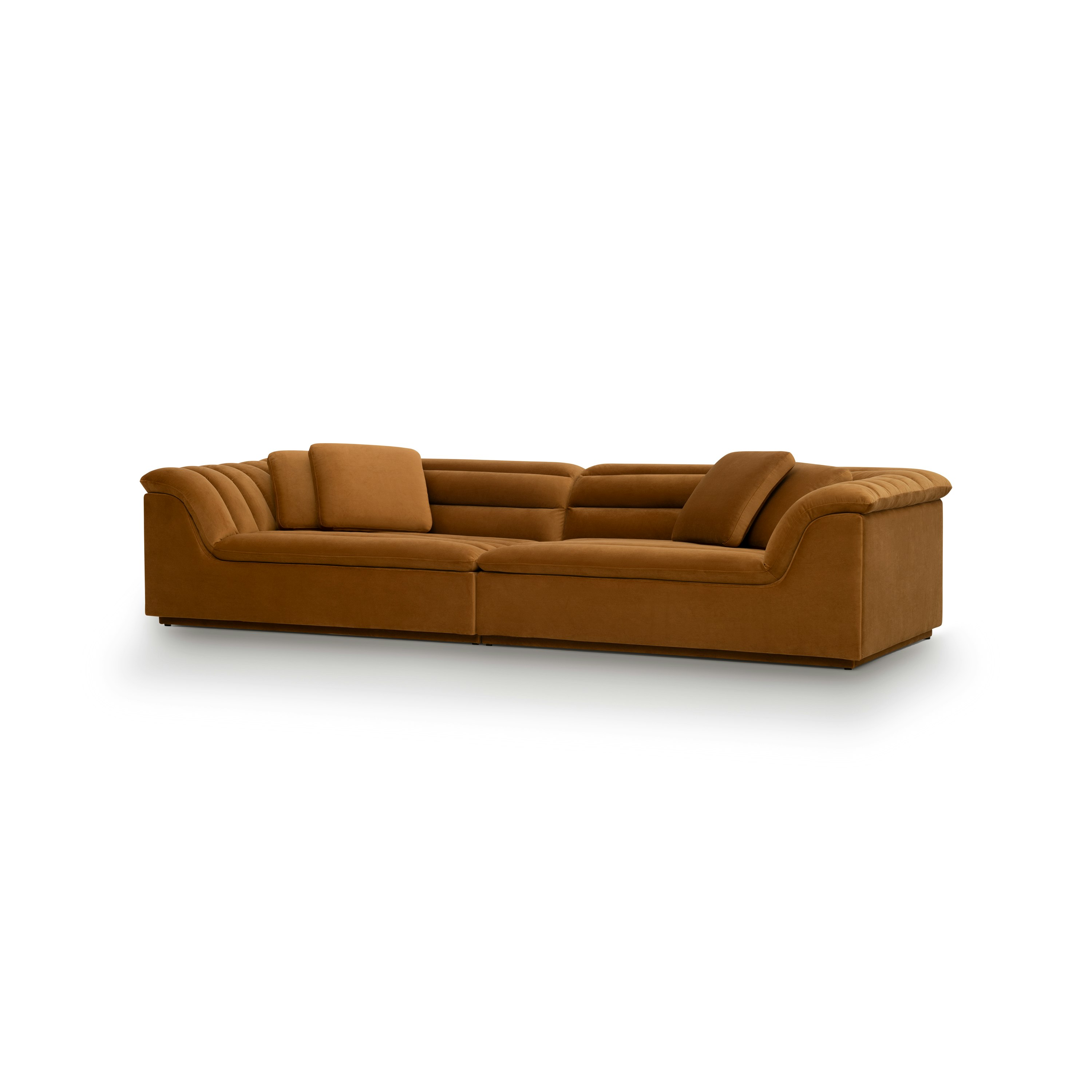 Float Sofa - 4 Seat Sofa, SE Malibu Velvet, Cognac