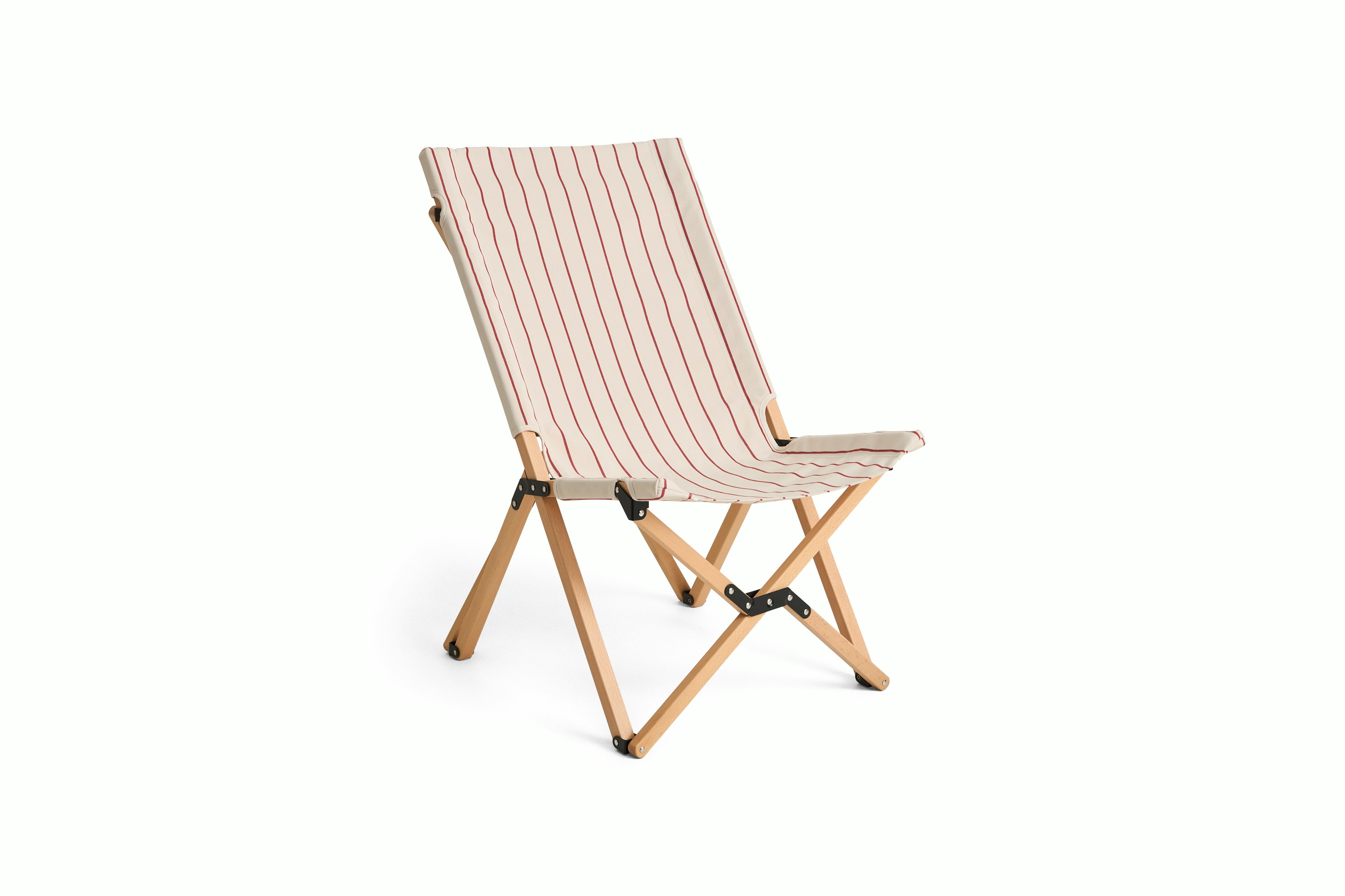 Outdoor Market Folding Chair - Beige With Red Stripe