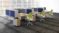 Antenna Workspaces Big Table Anchor stacker storage Anchor mobile pedestal Sapper monitor arm Generation by Knoll work chair arriving, benching workstation privacy divider