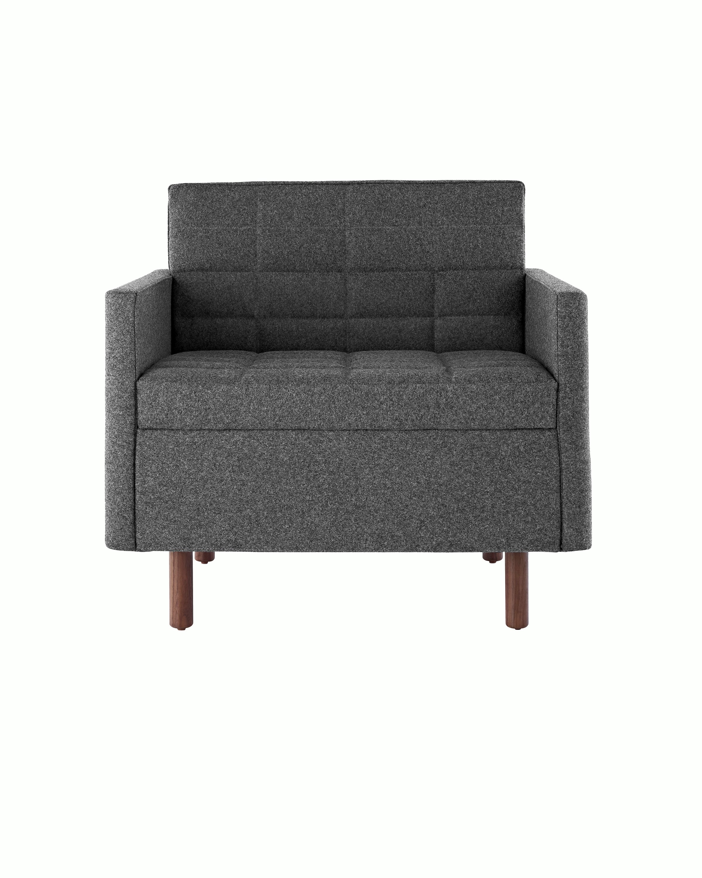 A quilted Tuxedo Classic club chair upholstered in dark gray fabric, viewed from the front.