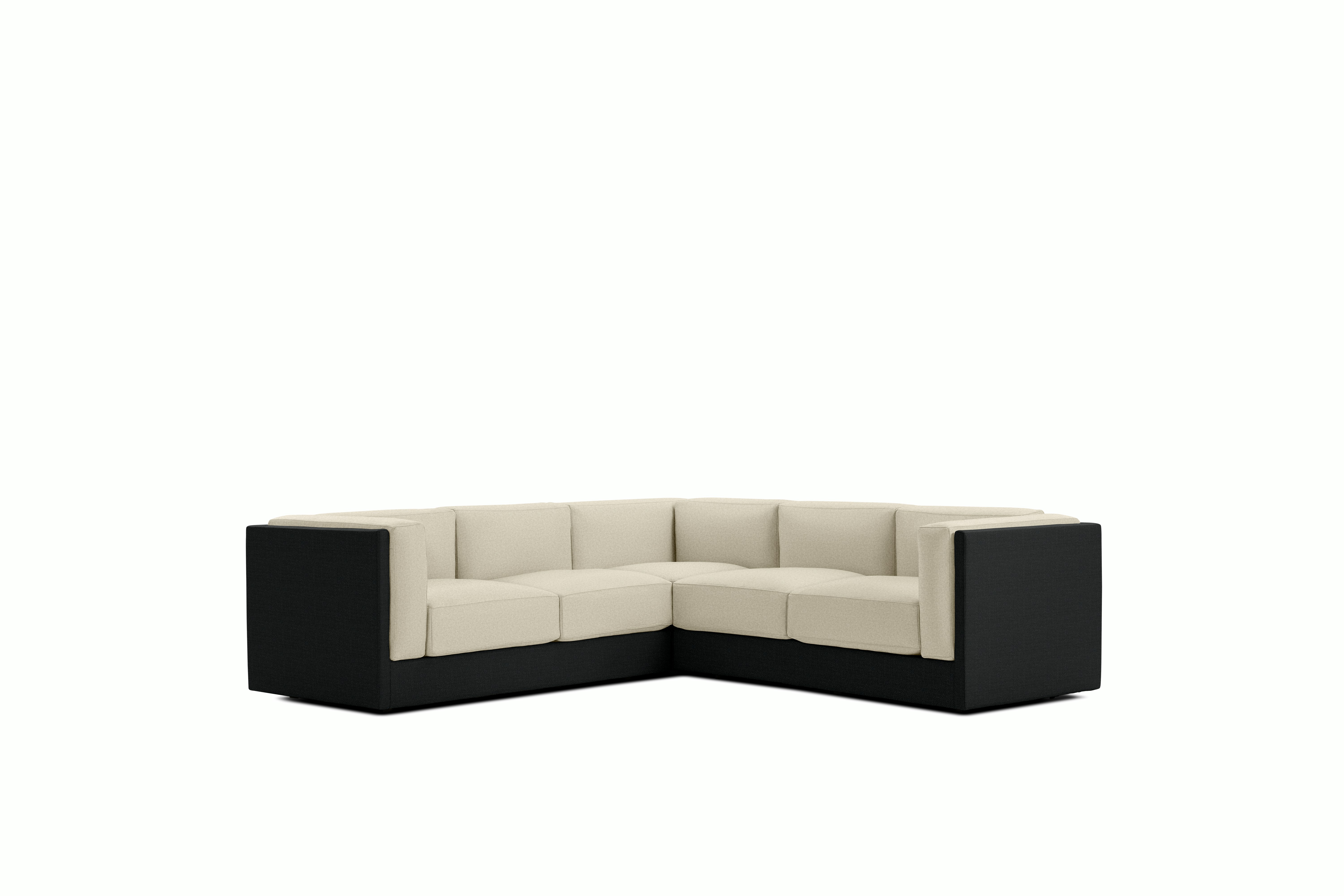 Symme Corner Sectional - Fabric Frame,  Pebble Weave,  Cinder,  Pecora,  Cream
