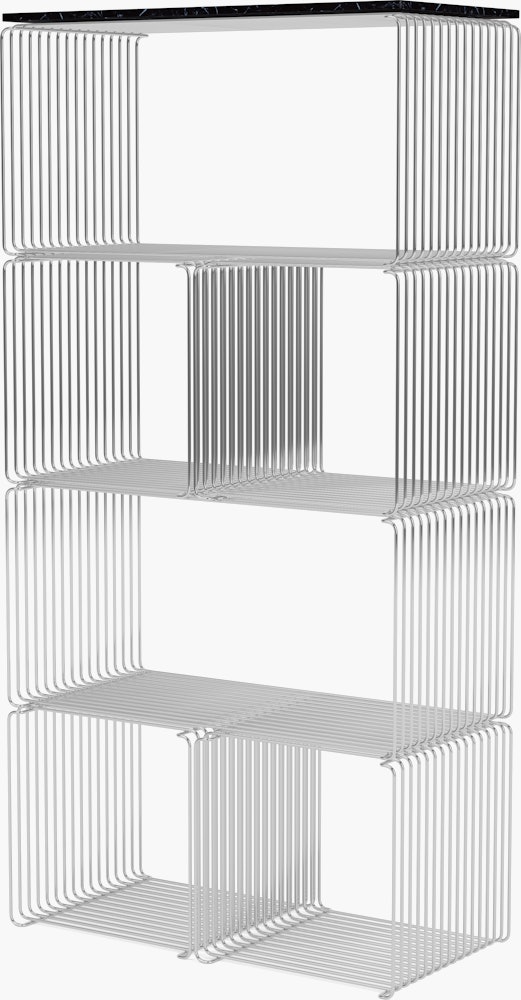 Panton Wire Shelving - High, Black Marble, Chrome