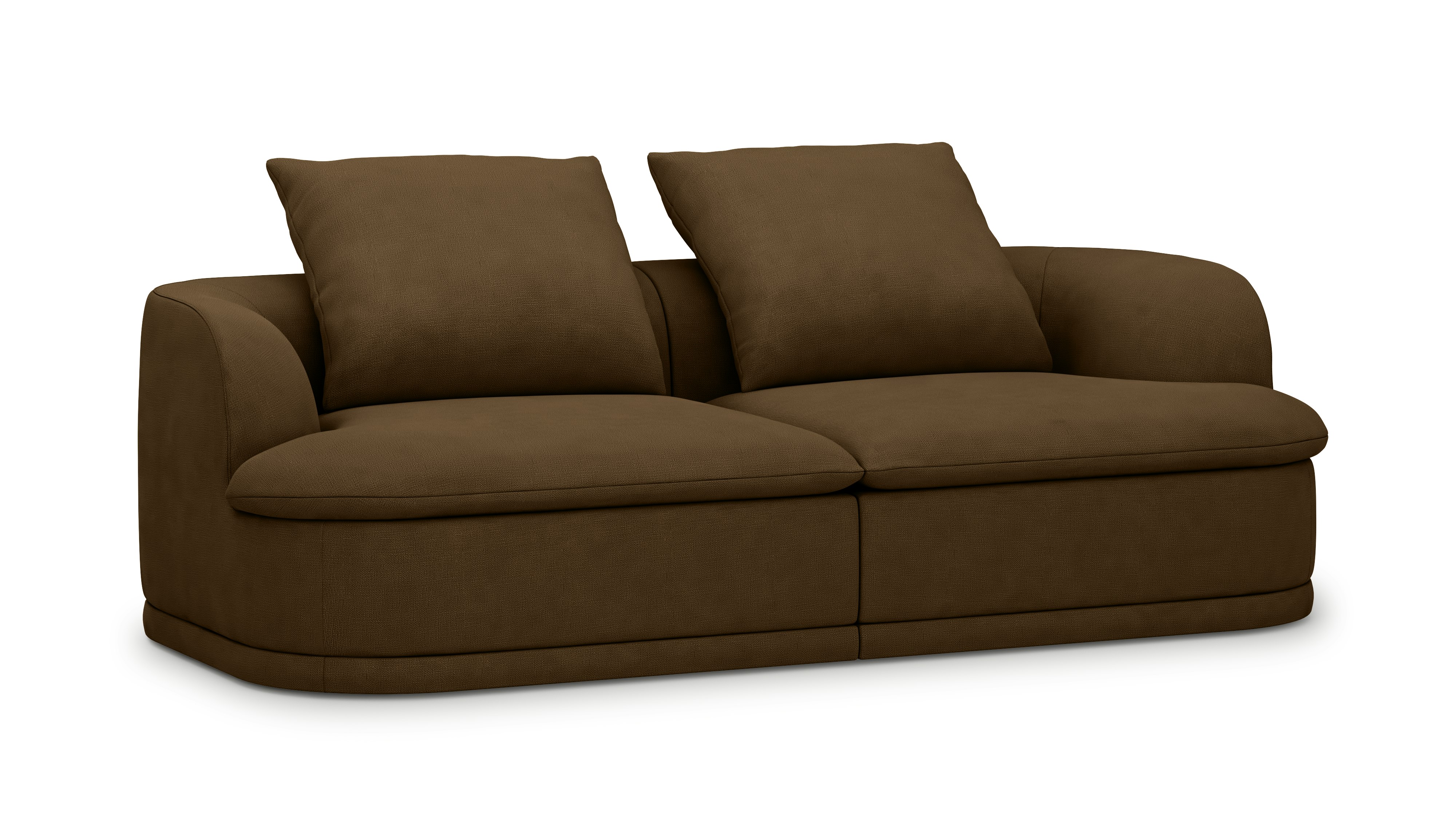 A Atlason Composed Modular Sofa in Walnut viewed from an angle