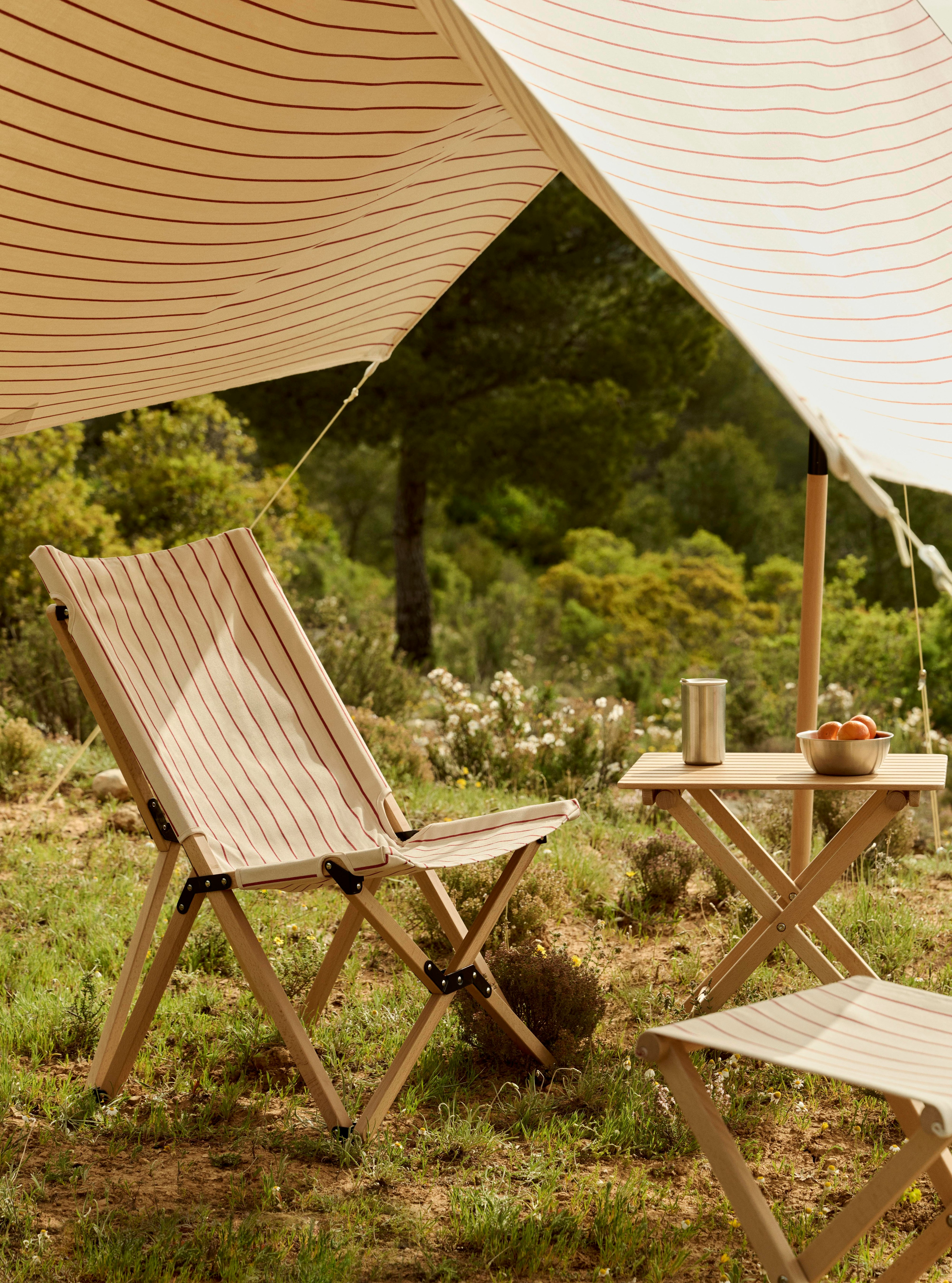 Outdoor Market Canopy - Beige With Red Stripe