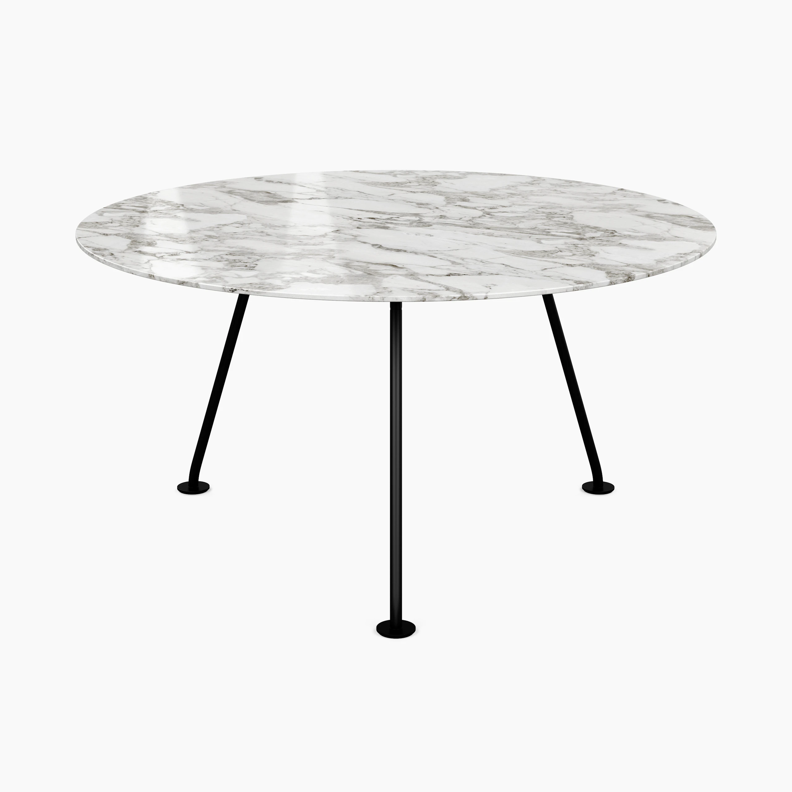Grasshopper Dining Table - Round, 54", Polished Arabescato Marble, Black"