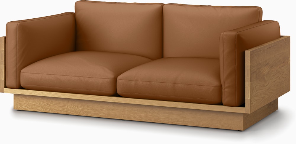 Pawson Drift Sofa - 80 In, Raise Leather, Sienna, White Oak