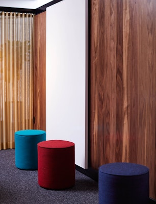 rockwell unscripted creative wall swivel stools core planning neocon 2017 showroom 