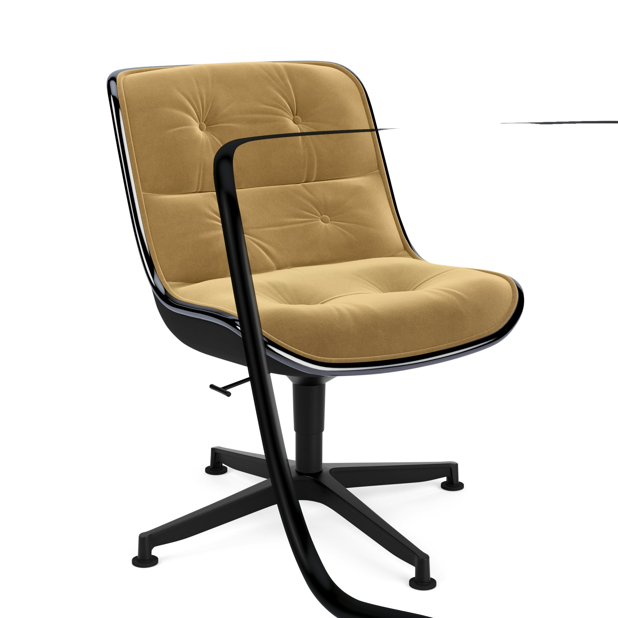 Pollock Executive Side Chair - 4 Star,  Black,  Knoll Velvet,  Palomino
