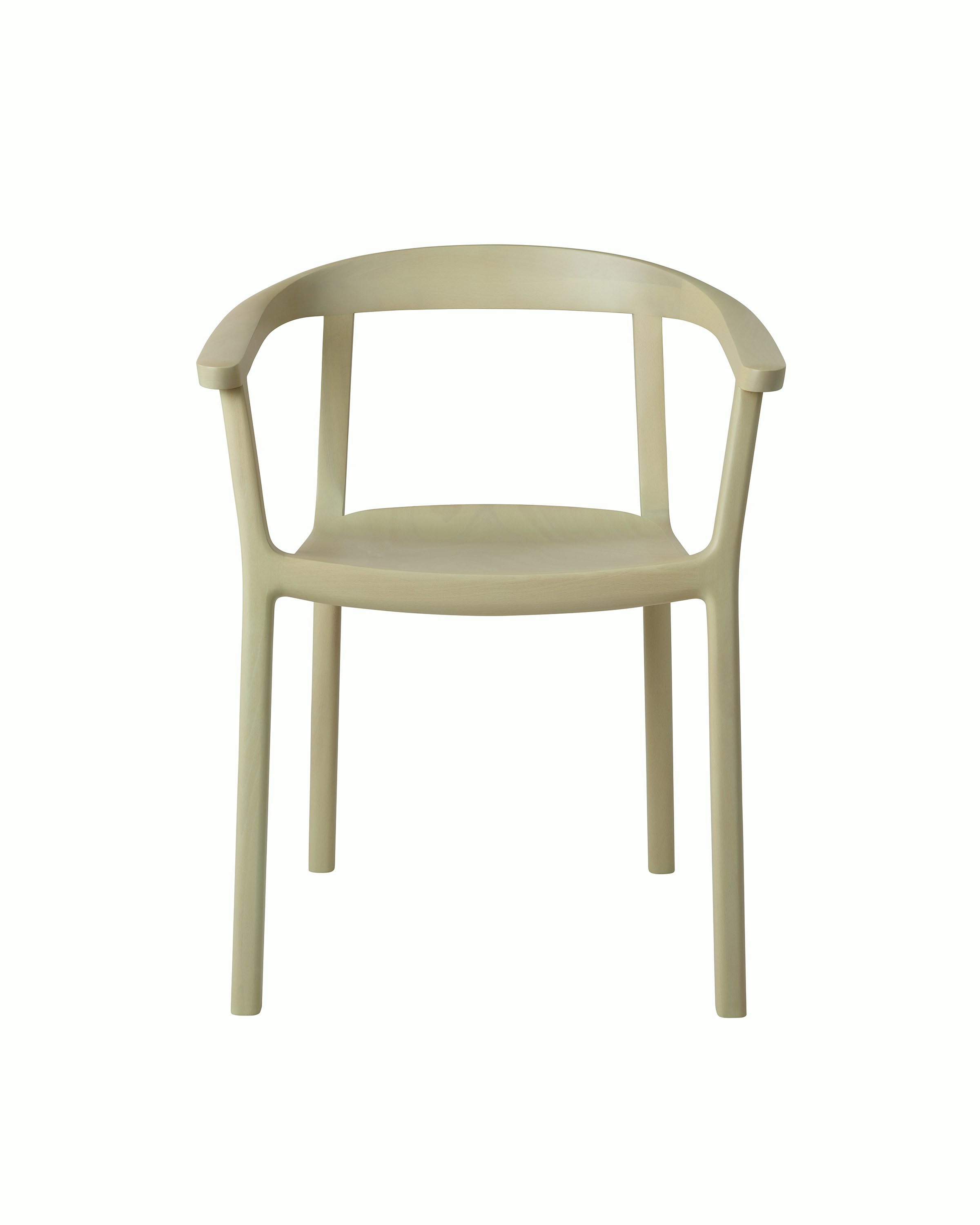Lijn Armchair by Carole Baijings for Geiger in Sundrift frame, front view on a white sweep.