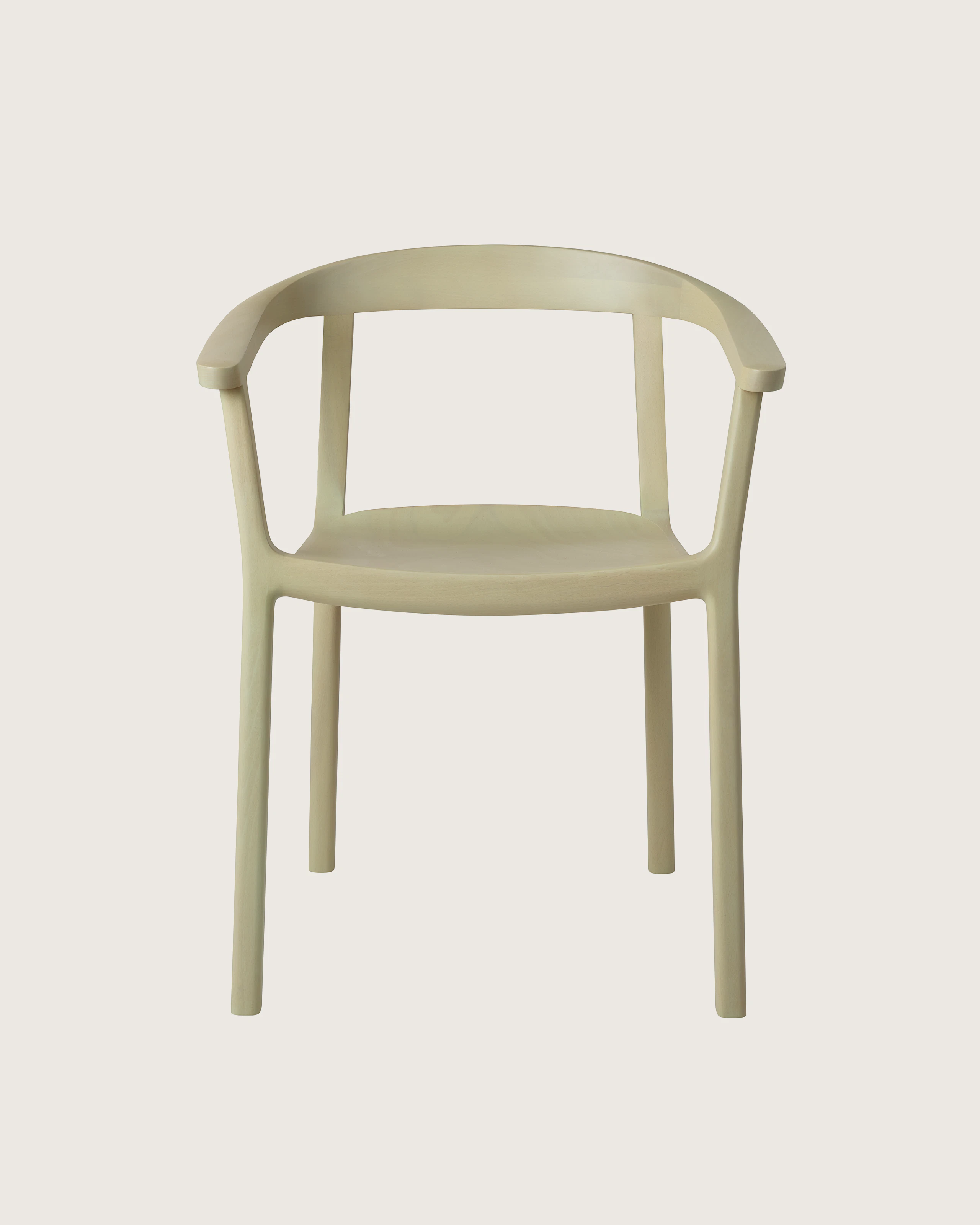 Lijn Armchair by Carole Baijings for Geiger in Sundrift frame, front view on a white sweep.