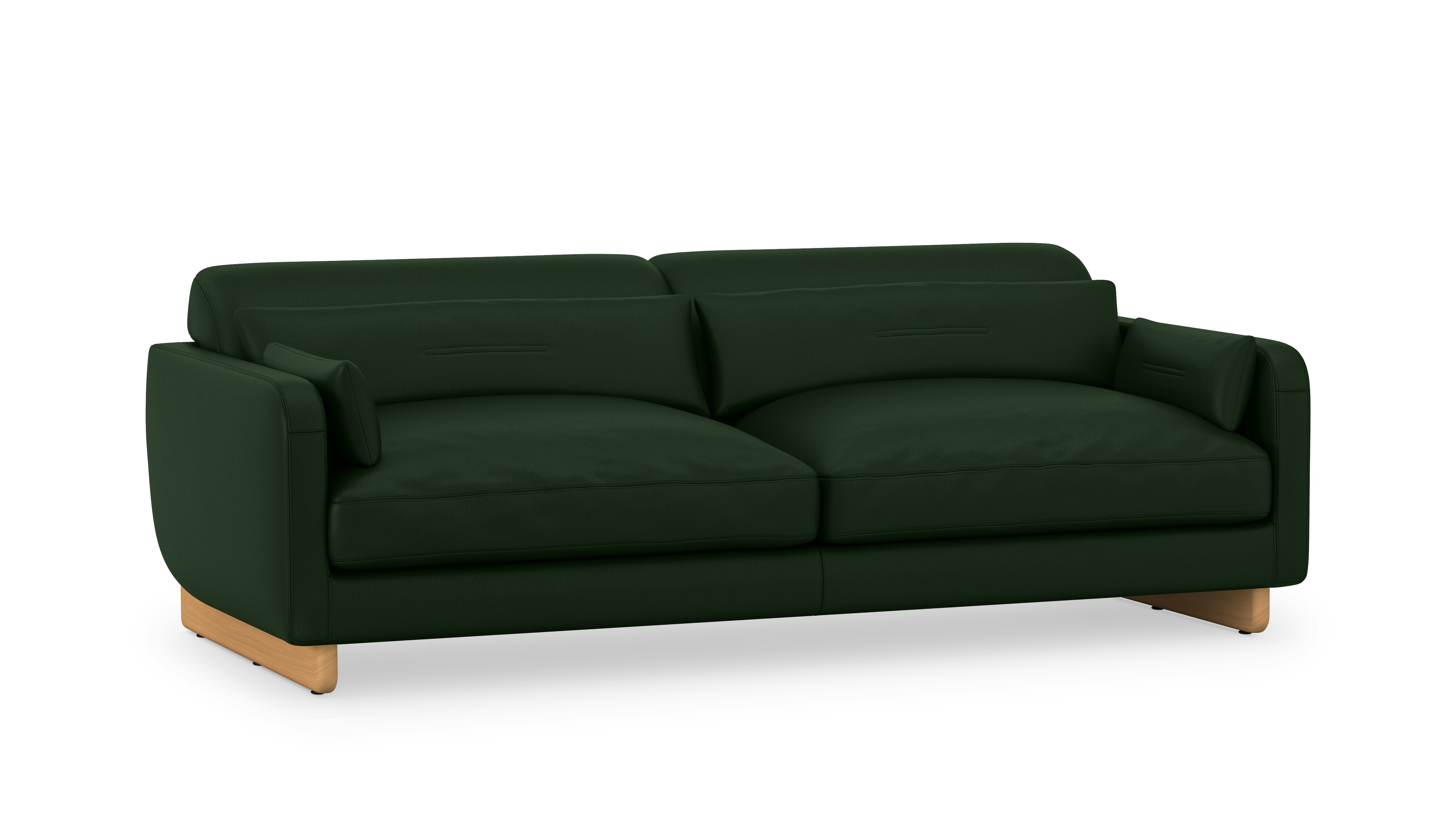 Contra Sofa - 84 Inch, Prone Leather, Vine, Oak