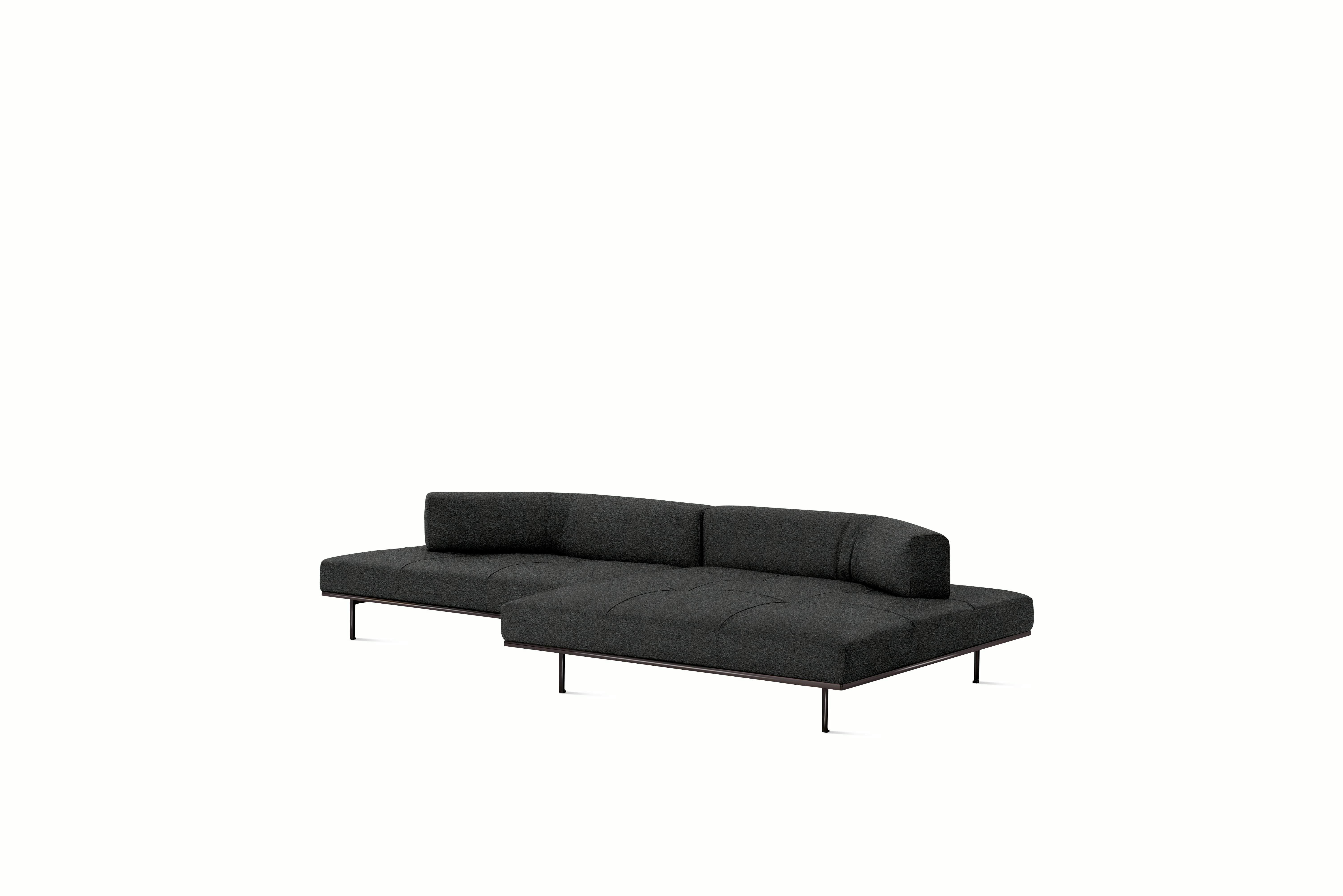 Matic Sectional- MH12 Config - Chaise Sectional,  Left,  Quilted,  Curly,  Dark Grey,  Charcoal