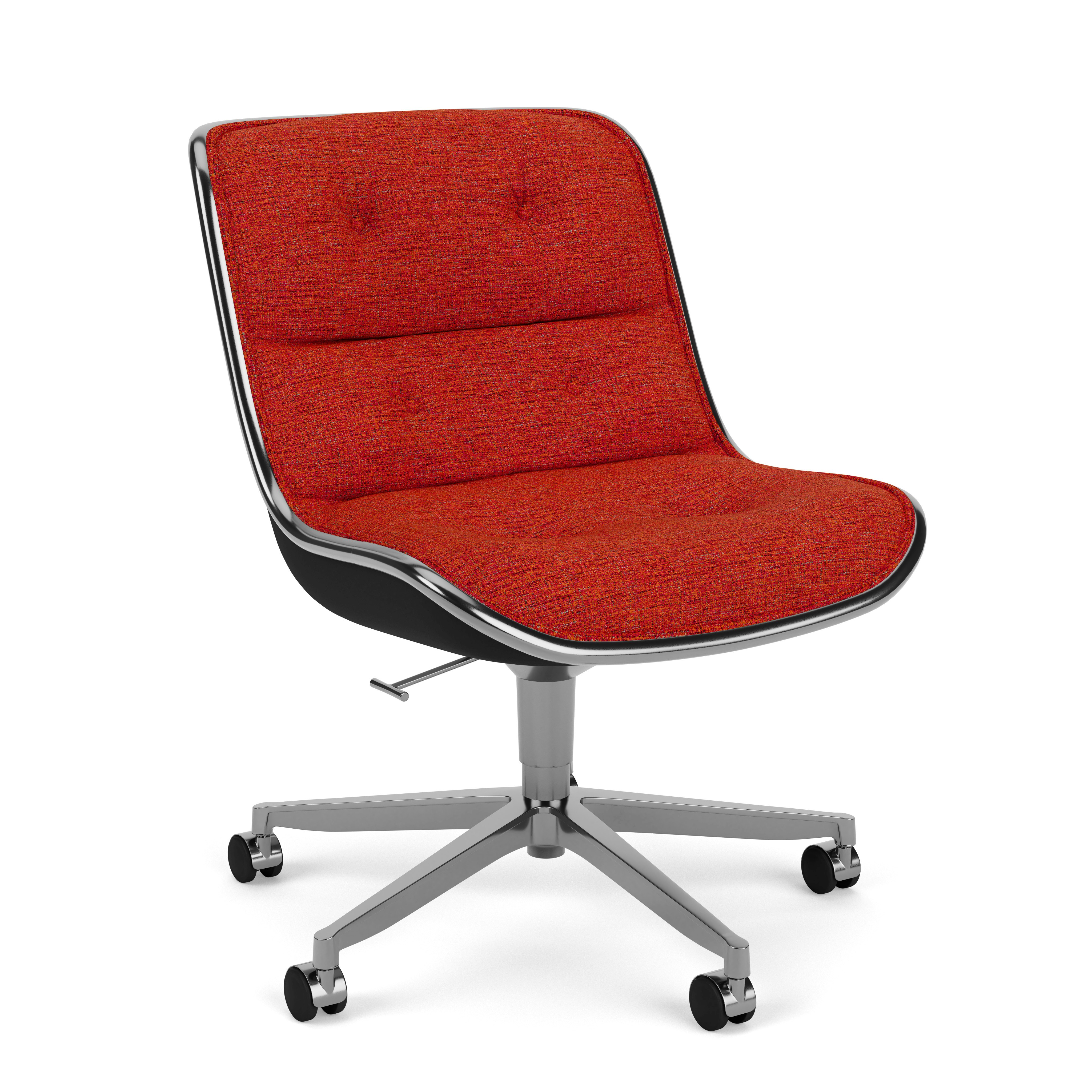 Pollock Executive Side Chair - 5 Star, Polished Aluminum, Diva,  Poppy