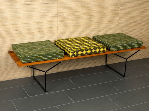 Balance Essence Wit March 2016 Pattern Green Yellow Upholstery Bertoia Bench