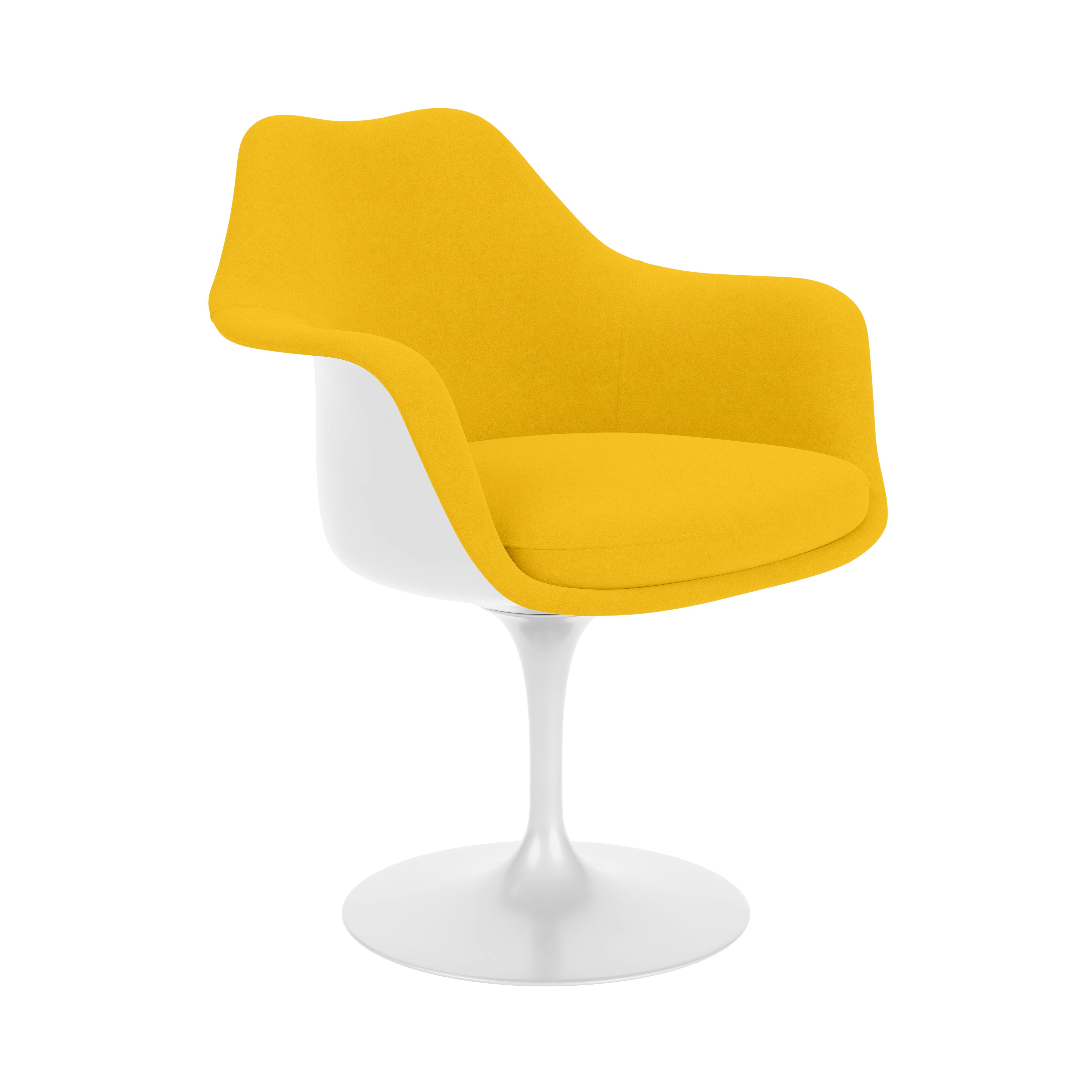 Saarinen Tulip Armchair - Swivel,  Fully Upholstered,  Prairie,  Sunflower,  White