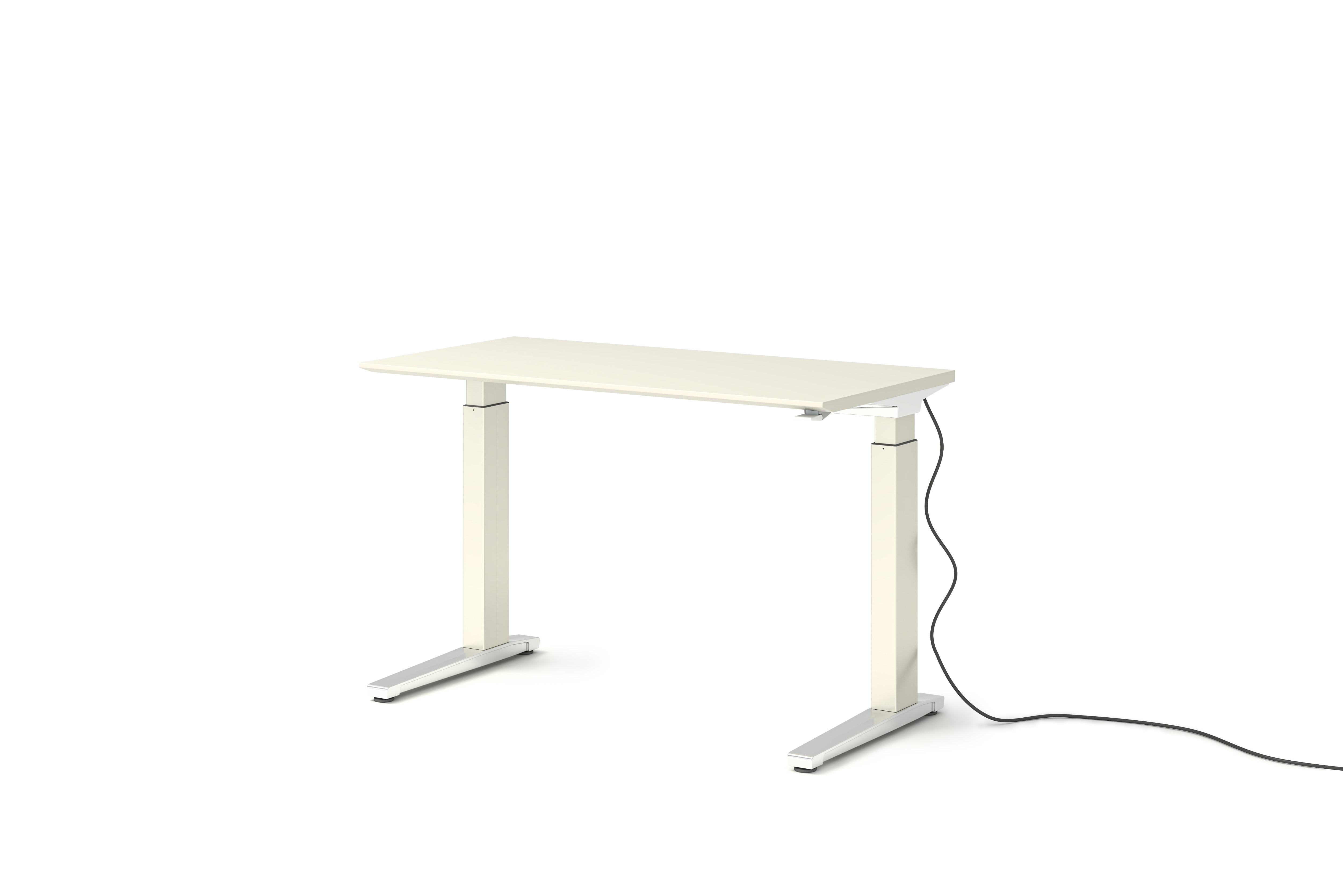 Renew Sit-To-Stand Desk - 23x46,  White Laminate,  White,  Polished Aluminum,  Standard Power