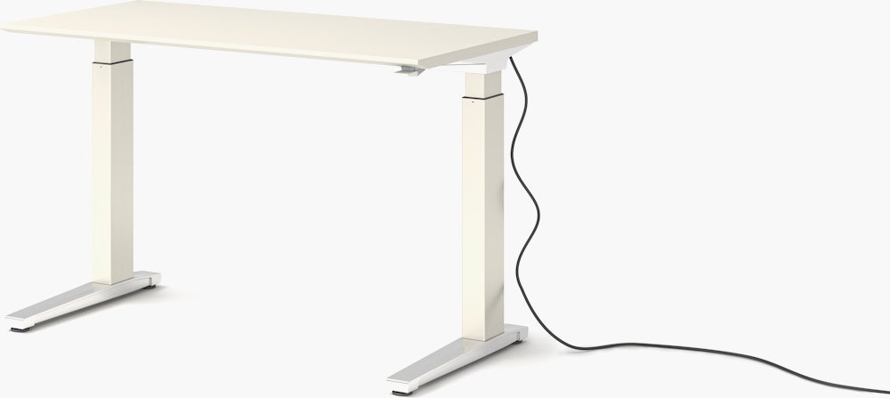 Renew Sit-To-Stand Desk - 23x46,  White Laminate,  White,  Polished Aluminum,  Standard Power
