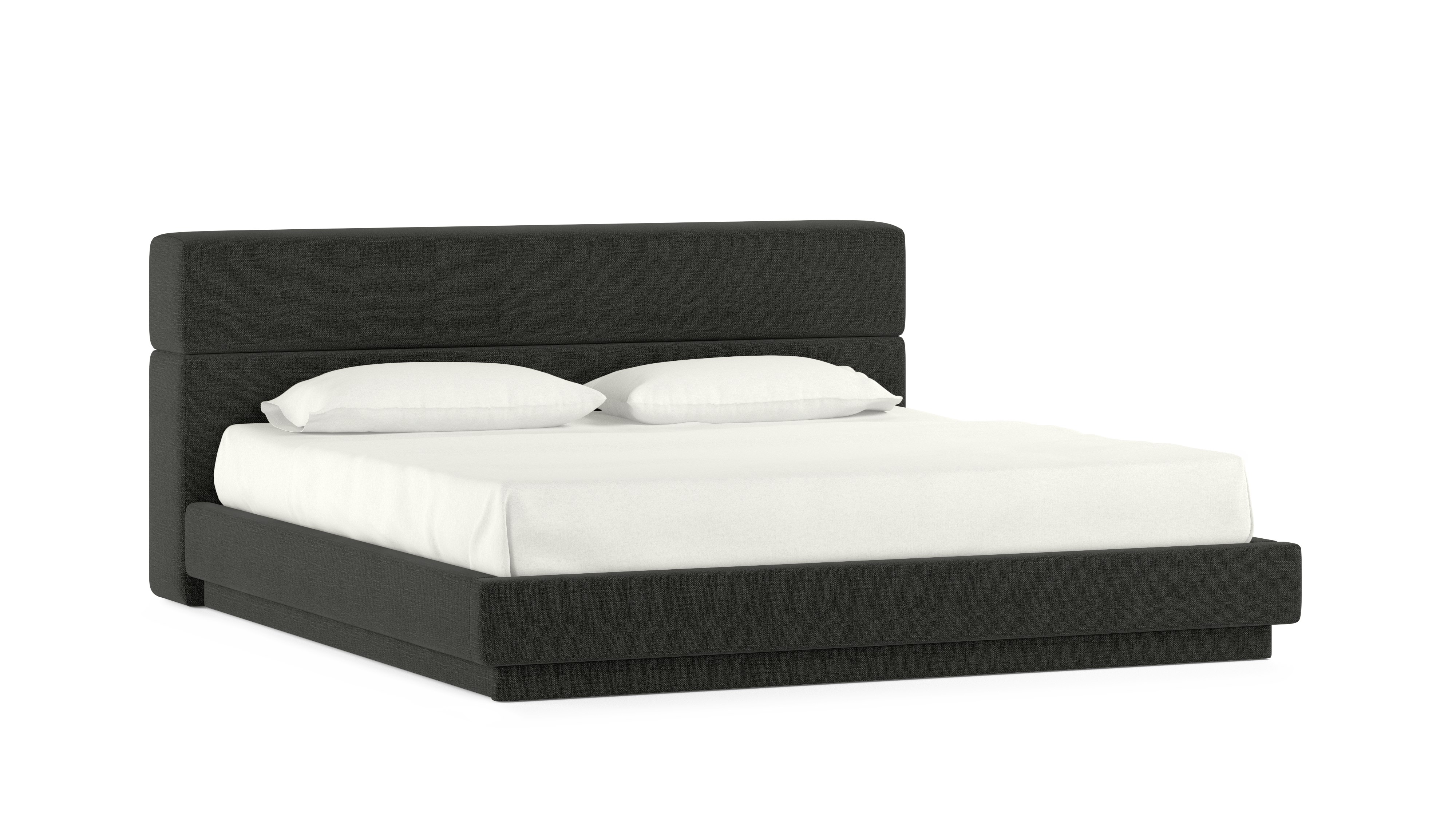A Corbel Bed - Queen, No Storage, Crypton Robusta, Slate viewed from an angle.