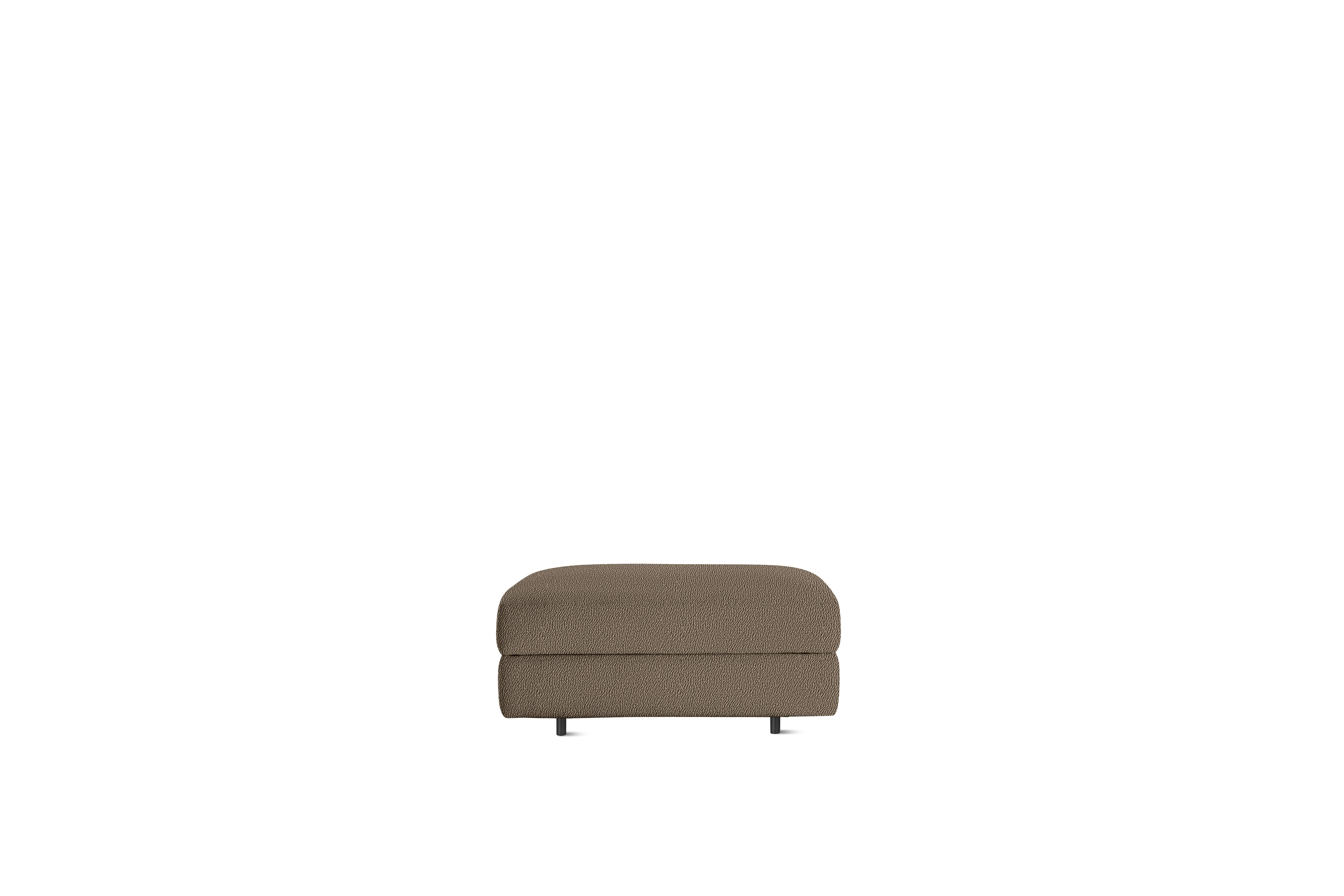 A Reid Cocktail Ottoman in Ash Brown / Black viewed from the front.