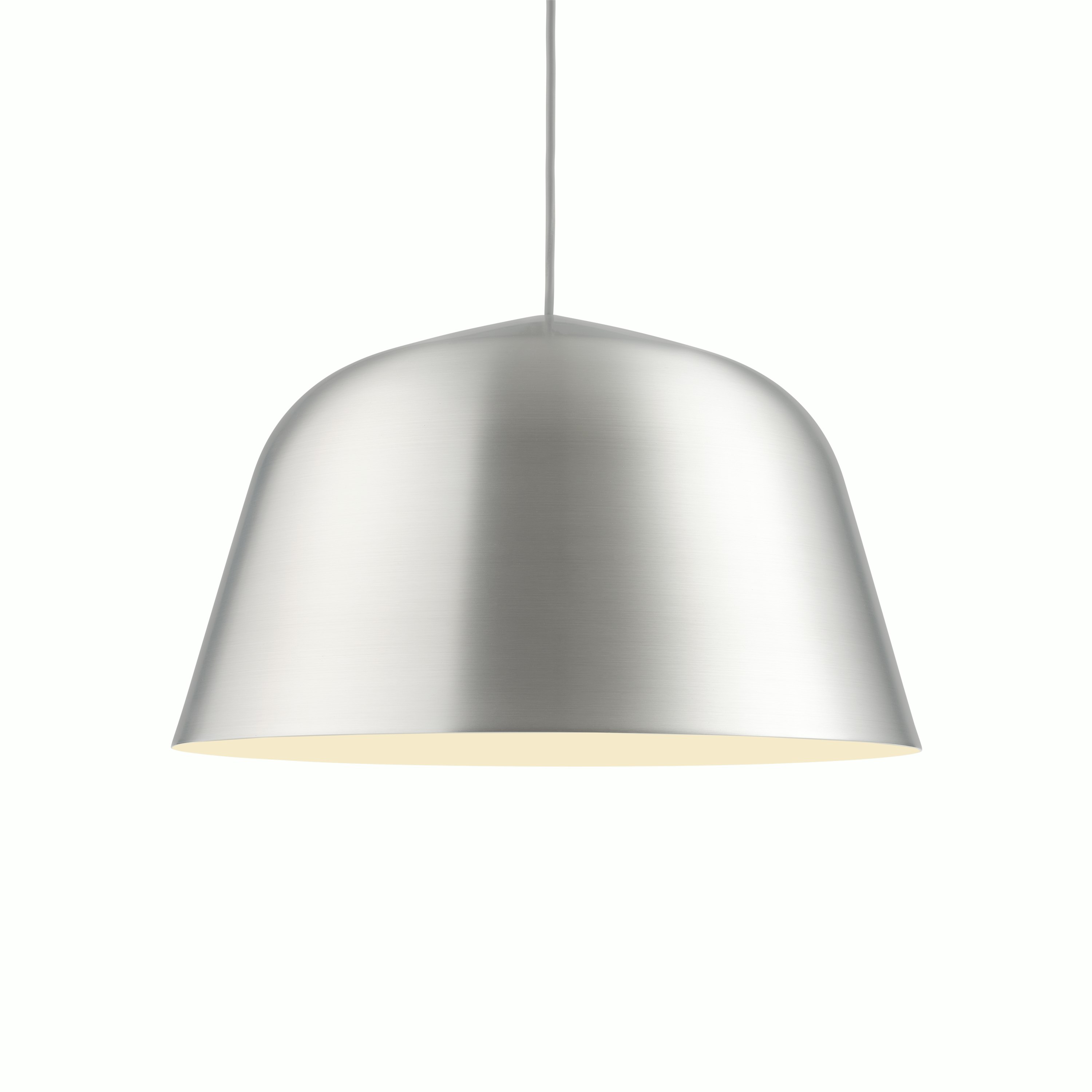 Ambit Pendant lamp in brushed steel viewed from front