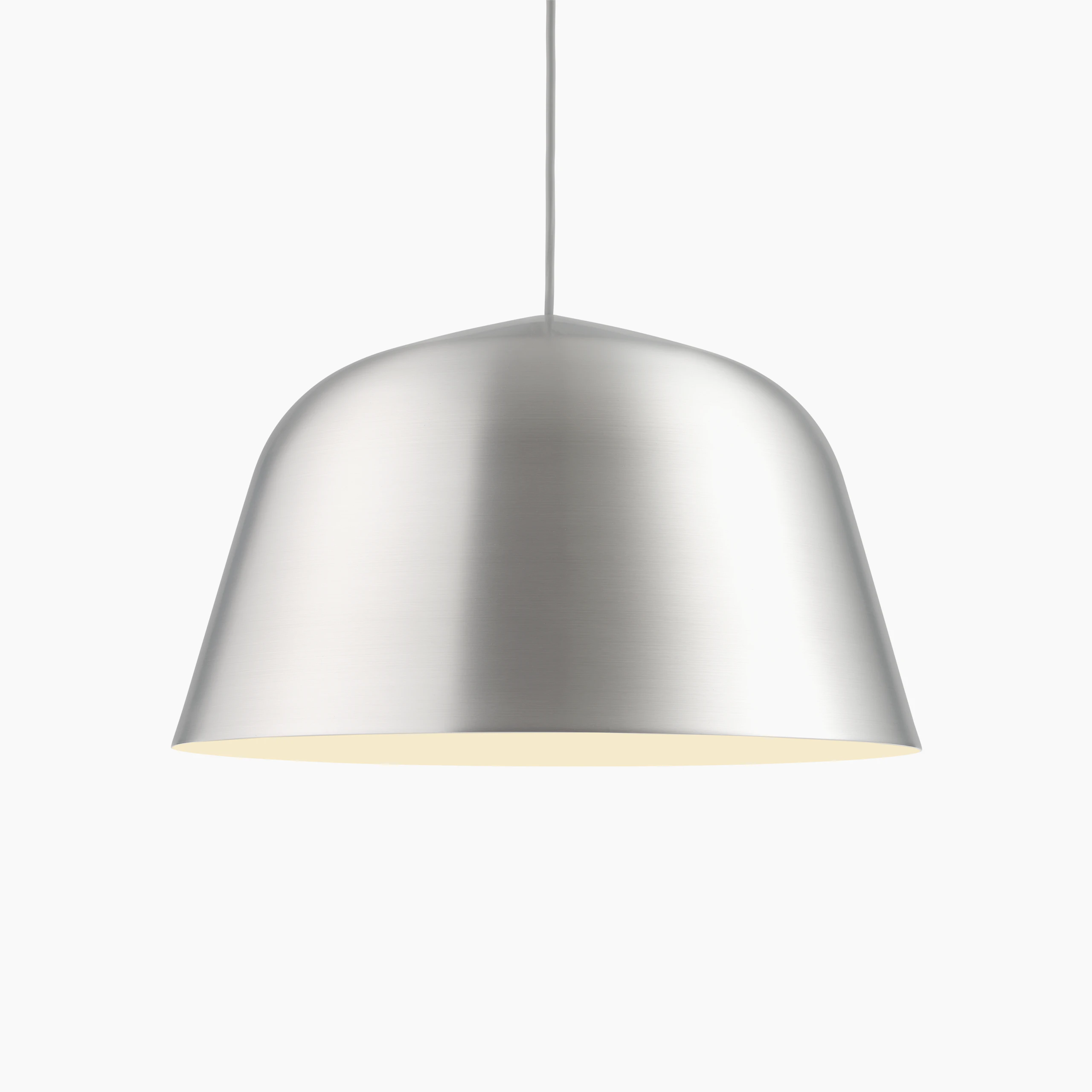 Ambit Pendant lamp in brushed steel viewed from front