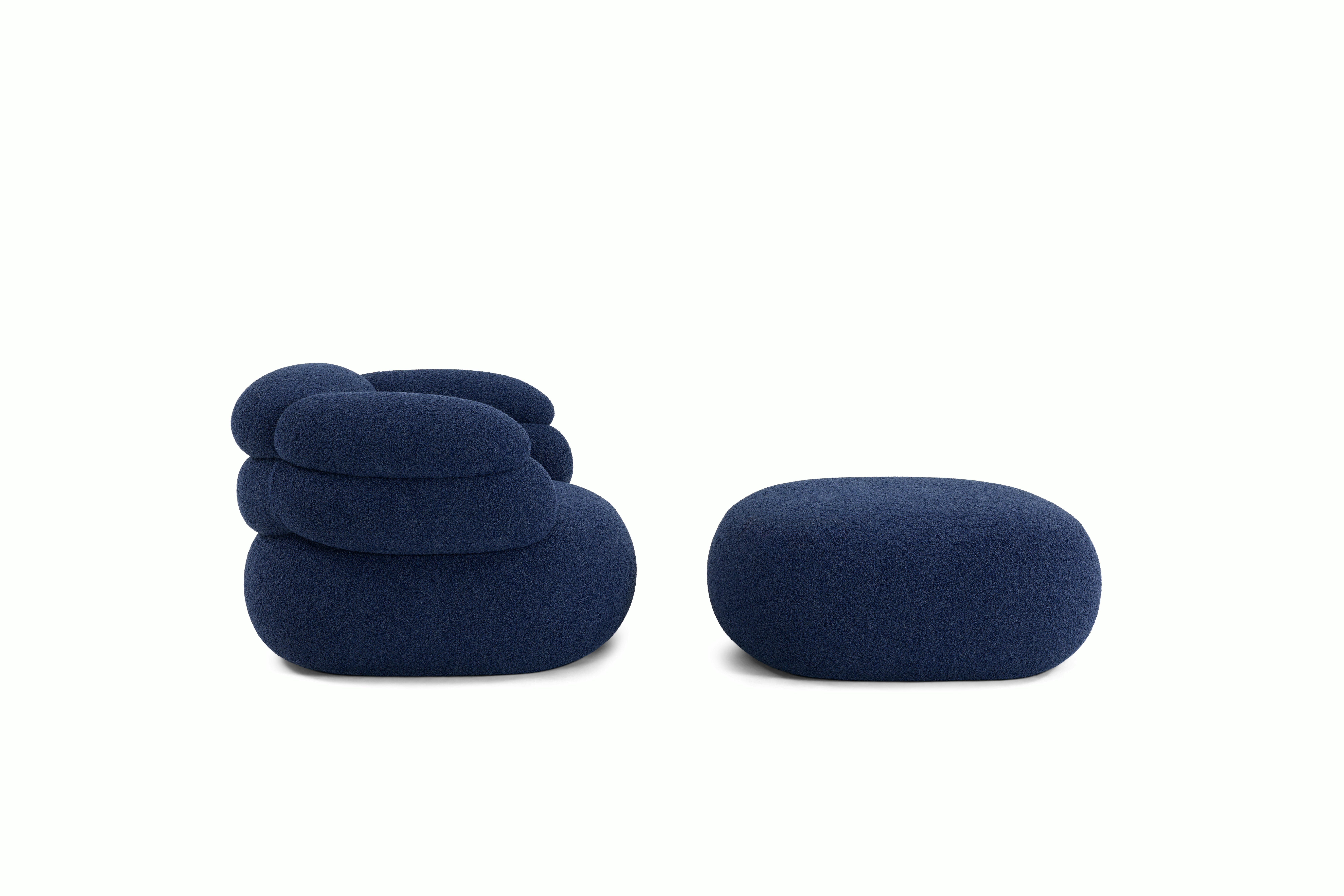 A detailed look at a Biboni Lounge Chair in Solid Sublime Navy.