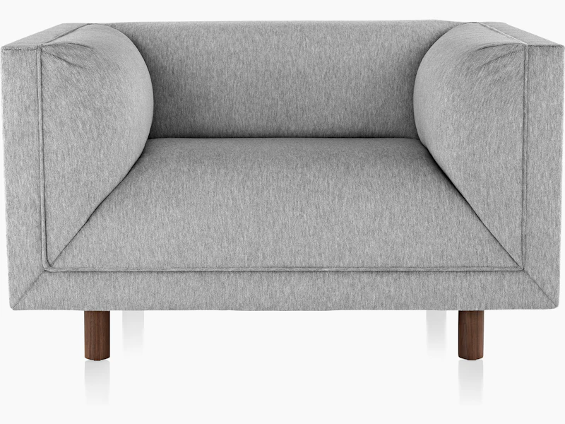 A light gray club chair from the Rolled Arm Sofa Group, viewed from the front.