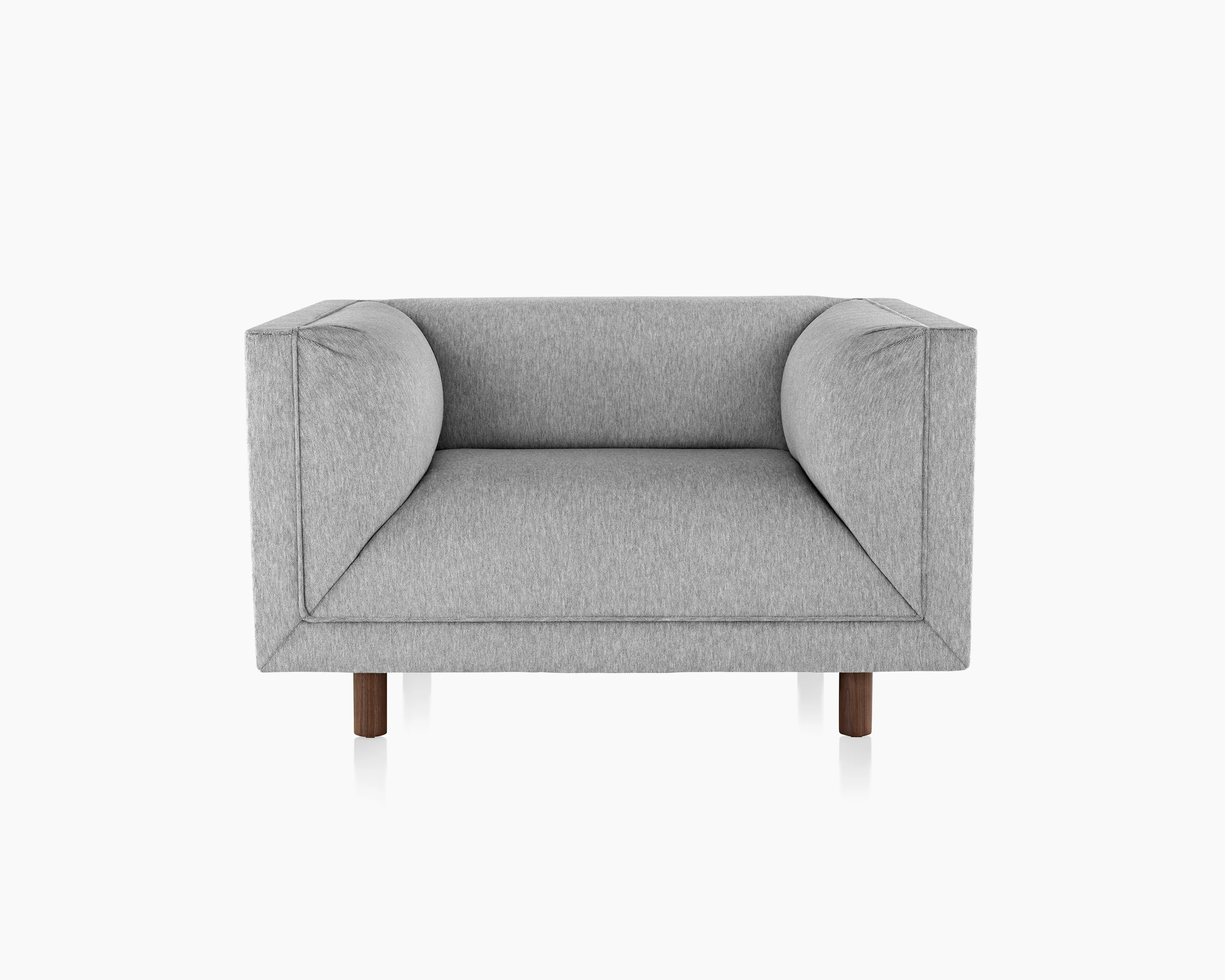 A light gray club chair from the Rolled Arm Sofa Group, viewed from the front.