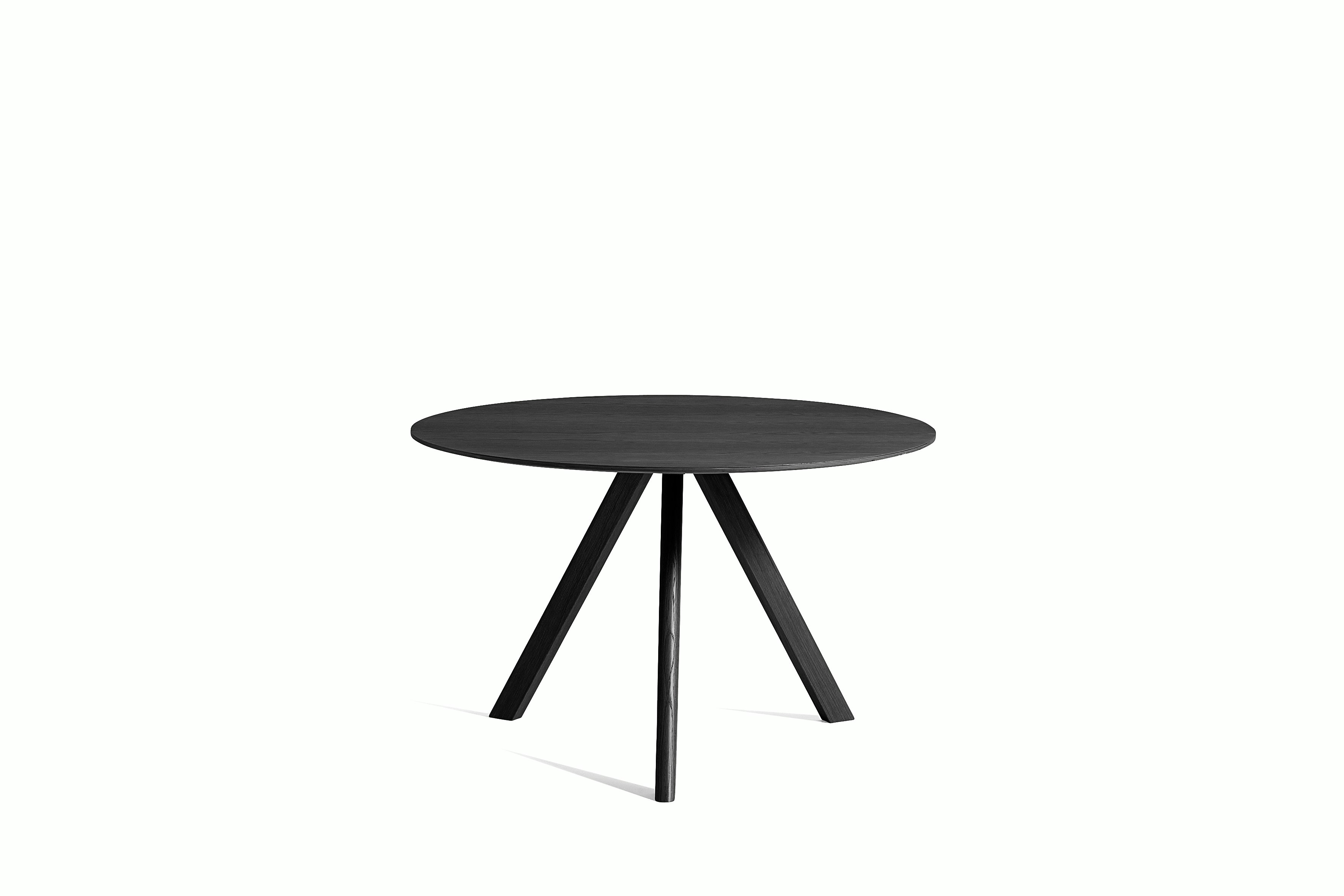 Front view of a round Copenhague Dining Table in black.