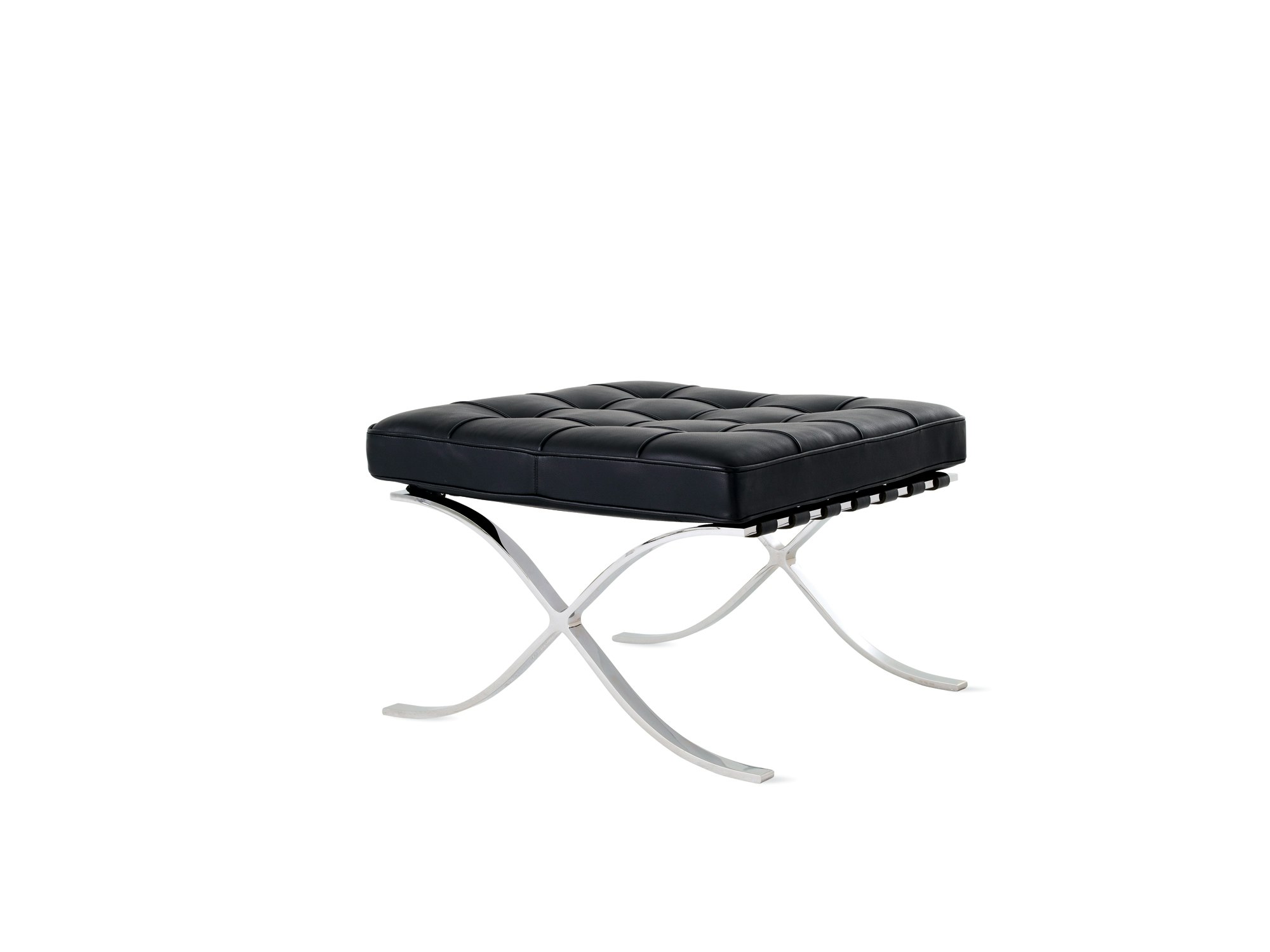 Barcelona Stool - Relaxed, Volo Leather, Black, Polished Chrome
