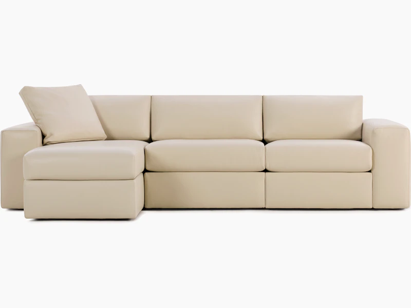 Irvin Sectional Chaise - Left, Raise Leather, Gesso