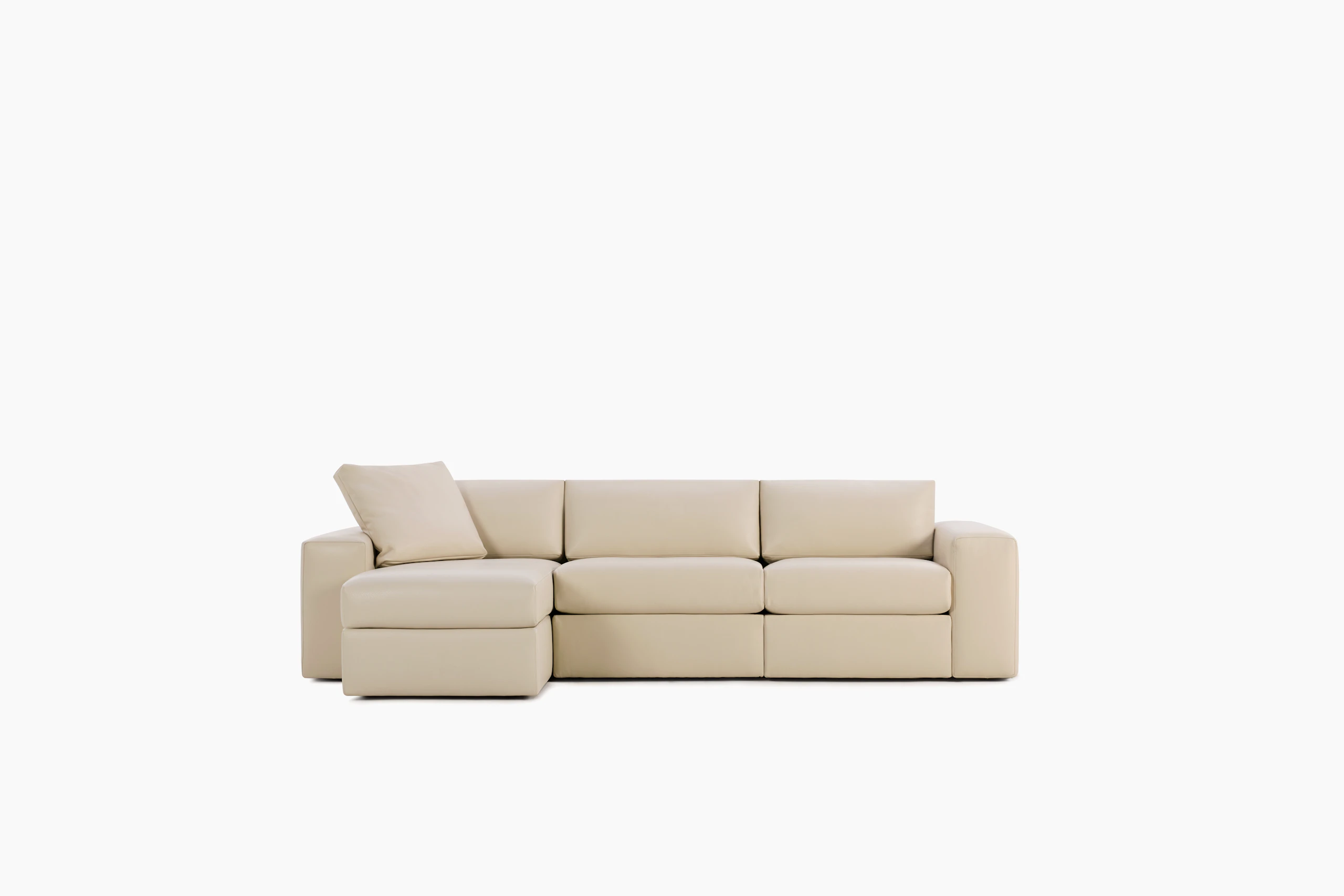 Irvin Sectional Chaise - Left, Raise Leather, Gesso