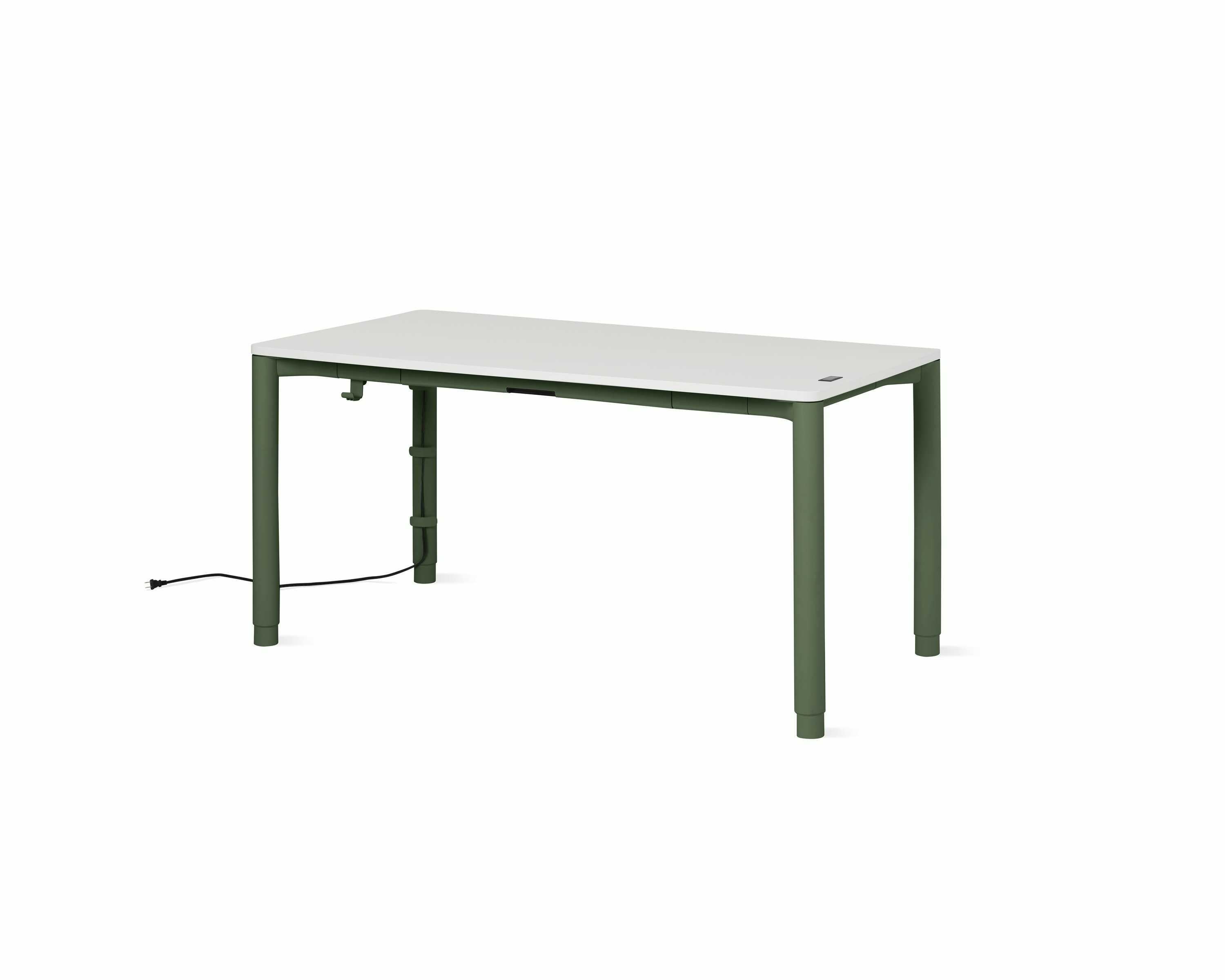 Spout S2S Table - 30" x 60"",  Laminate Studio White,  Olive,  With Cable Tray,  With Storage Drawer,  Standard Height"