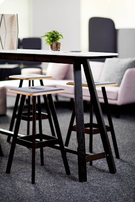rockwell unscripted tall table easy stool adaptive planning neocon showroom 2017 
