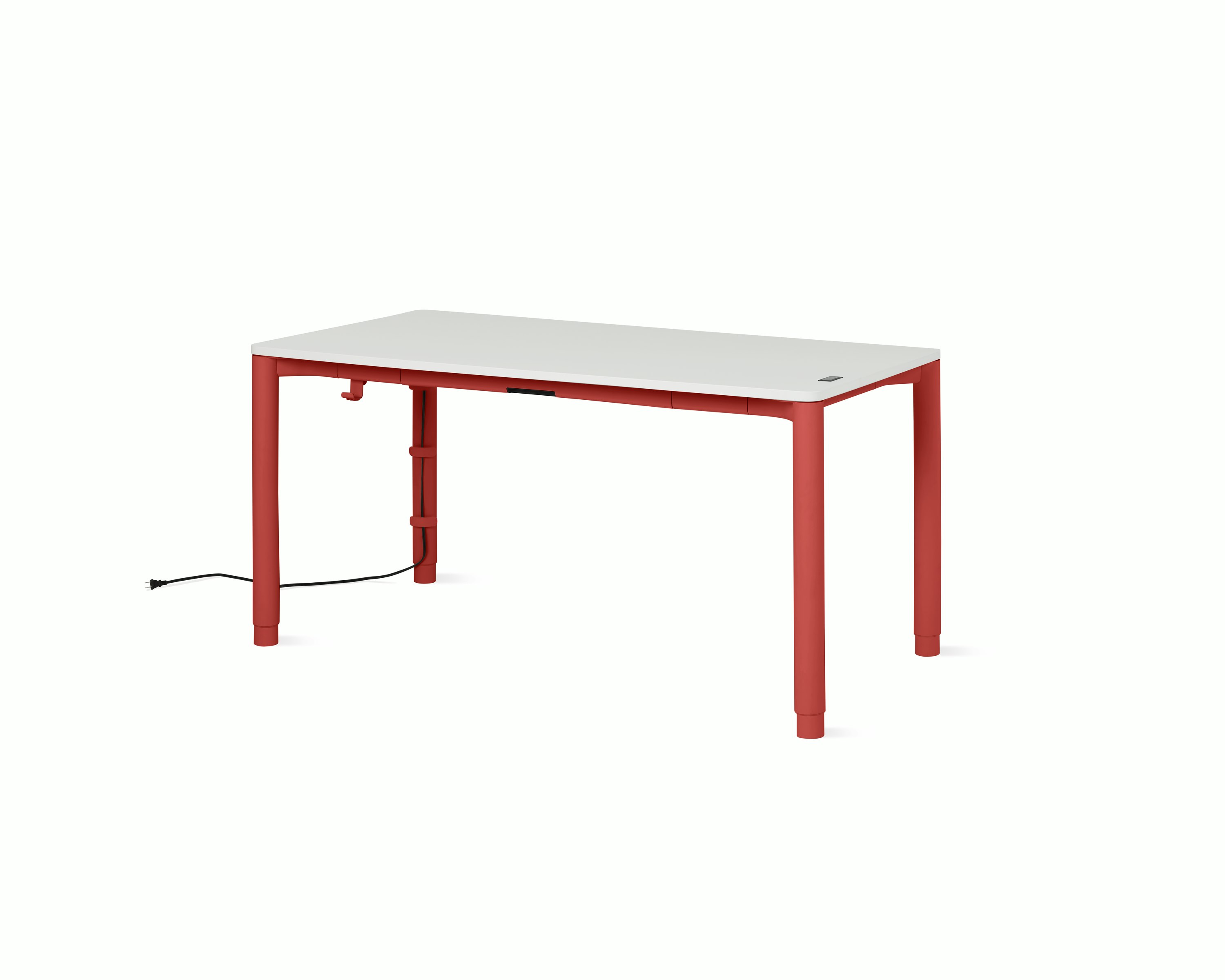 Spout S2S Table - 30" x 60"",  Laminate Studio White,  Canyon,  With Cable Tray,  With Storage Drawer,  Standard Height"