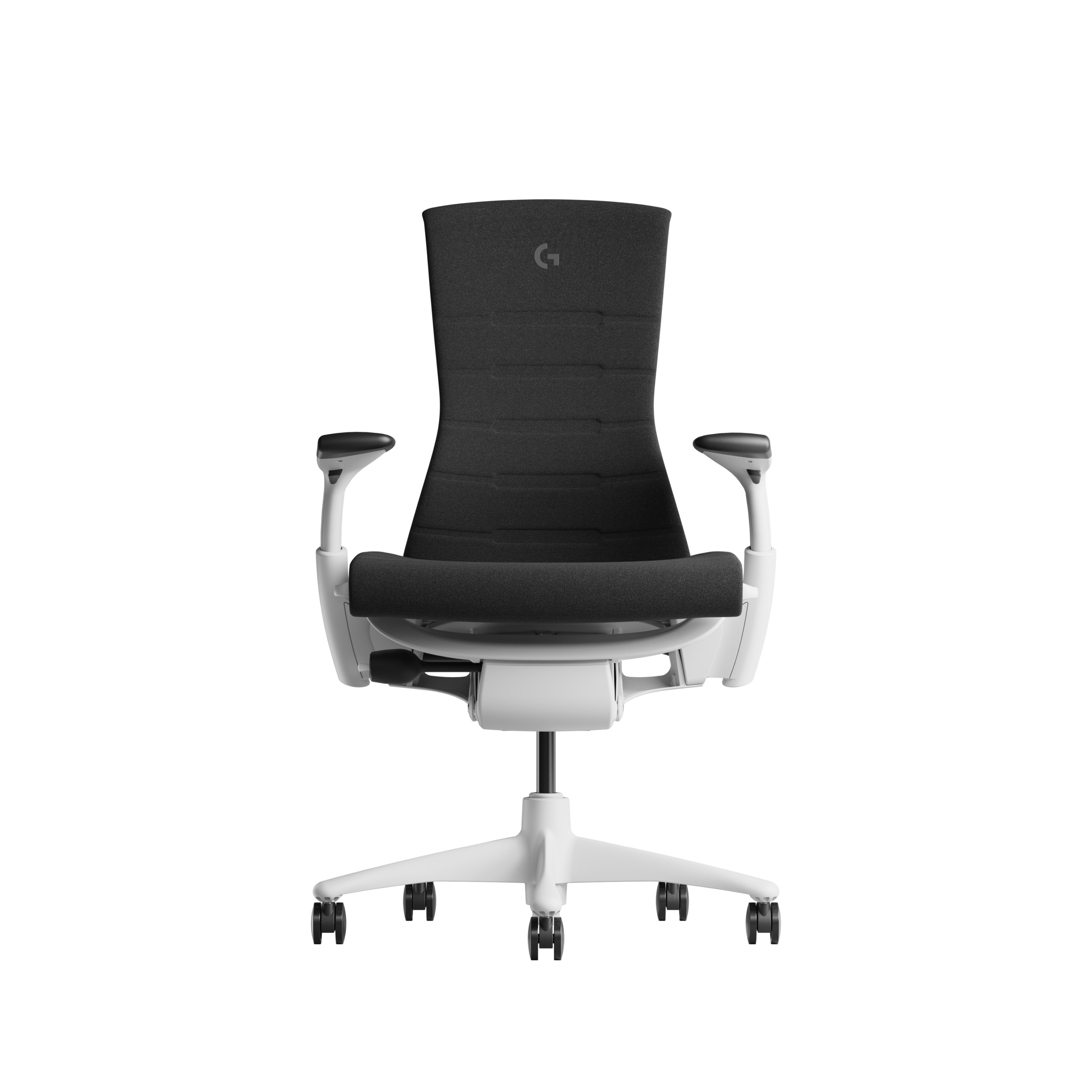 Embody Gaming Chair in  White and Black viewed from the front