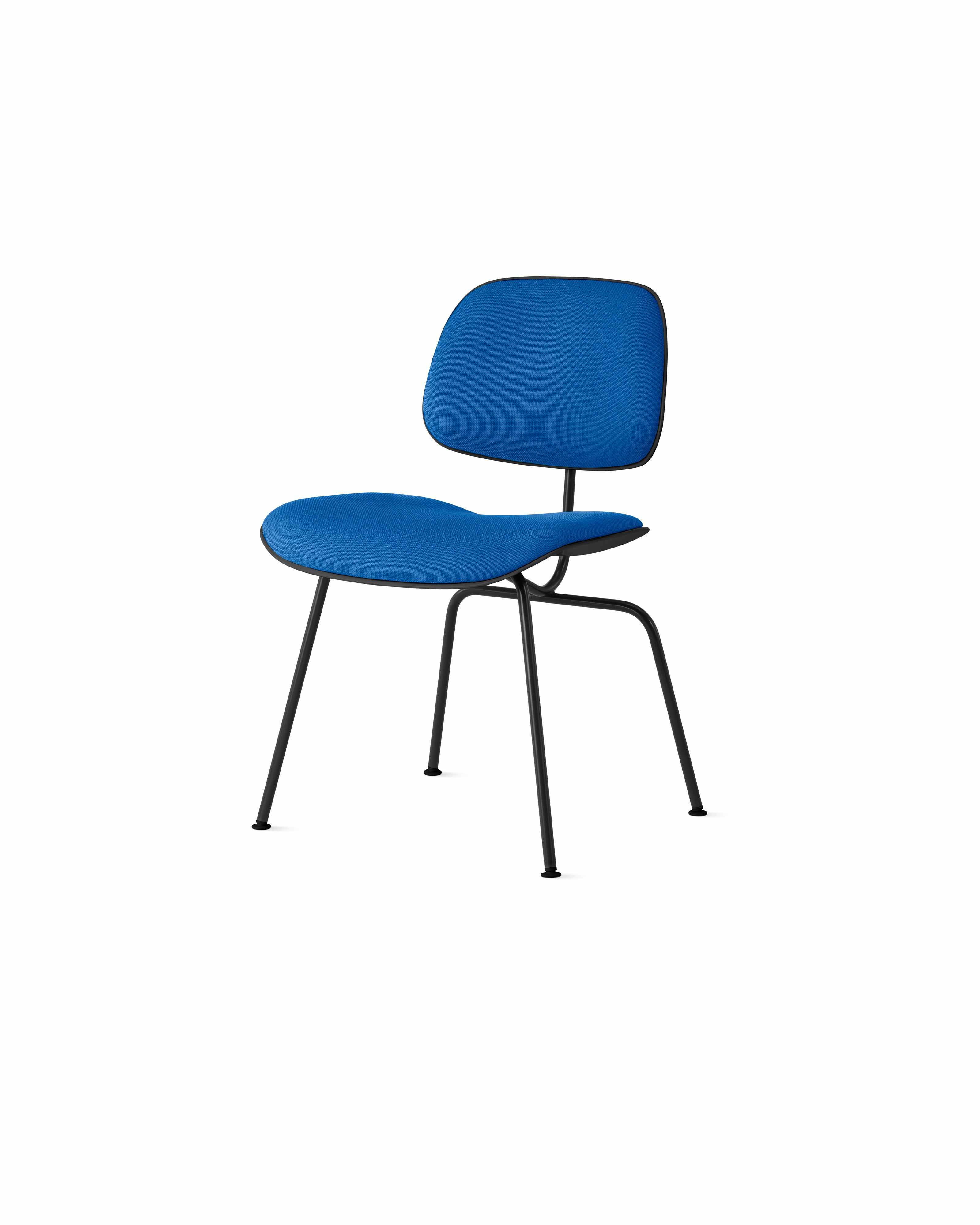 Eames Molded Plastic Dining Chair (EC-127) - Side Chair, Upholstered, Black, Hopsak, Cobalt Blue, Ultra Black