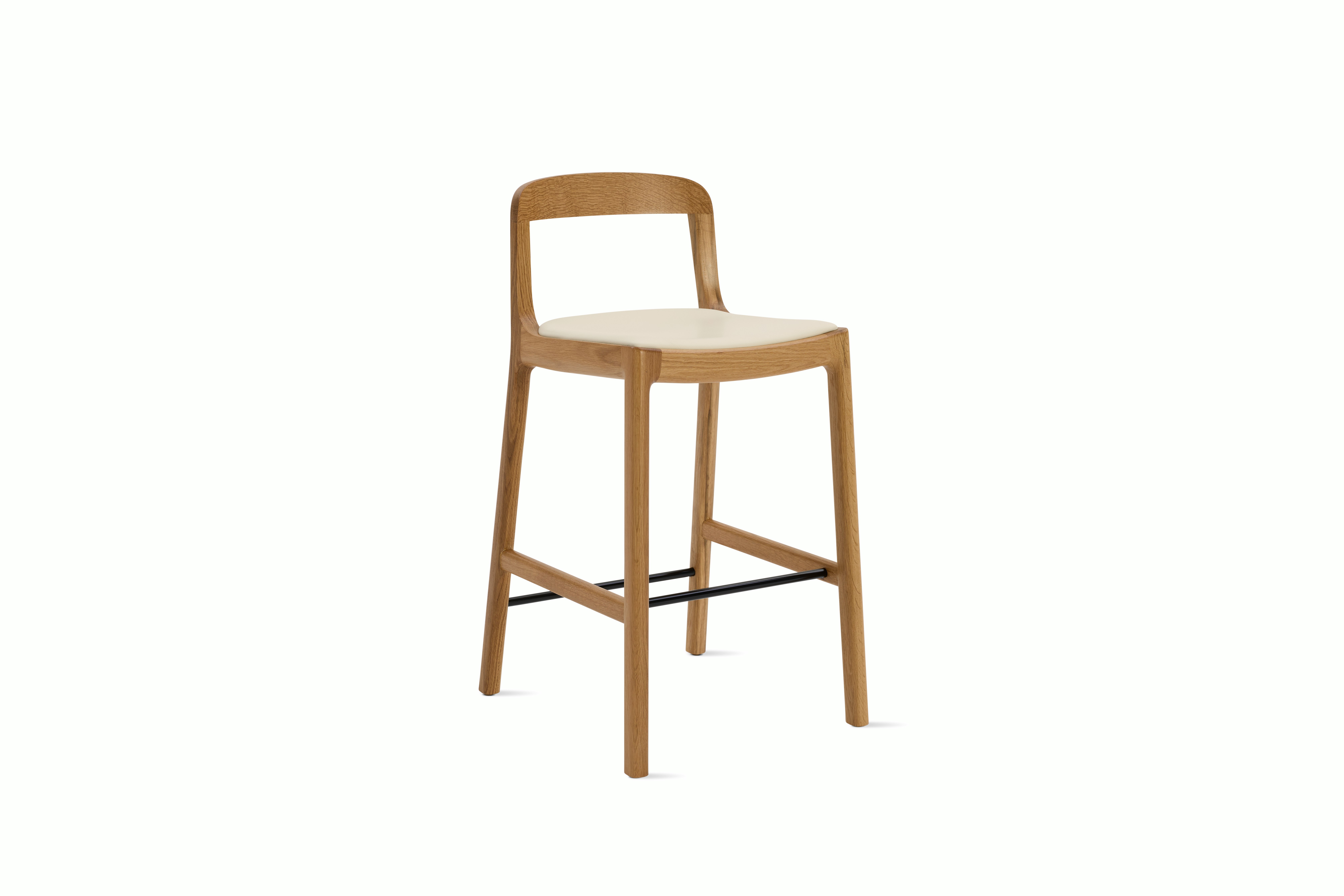 A Lijn Stool in Lotus Oak viewed from an angle.